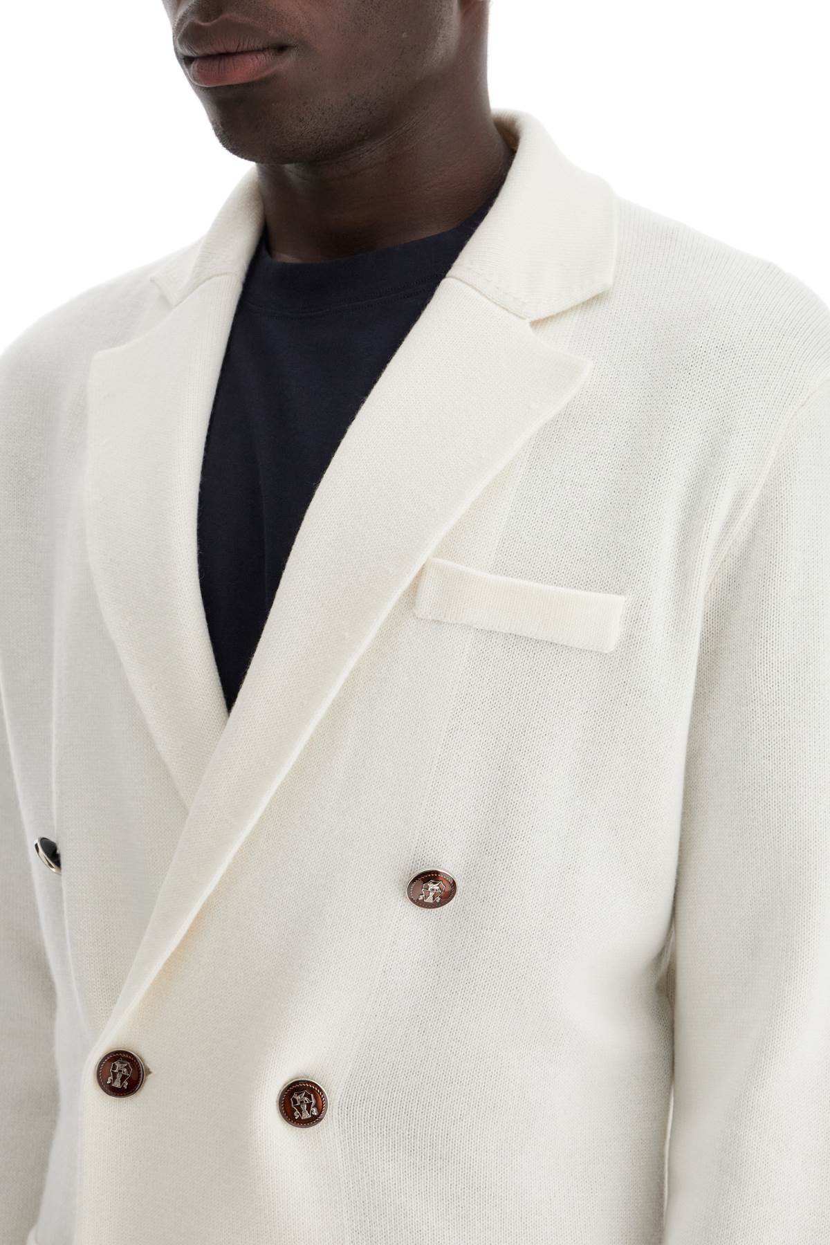 Shop Brunello Cucinelli Double-breasted Cashmere Cardigan In White