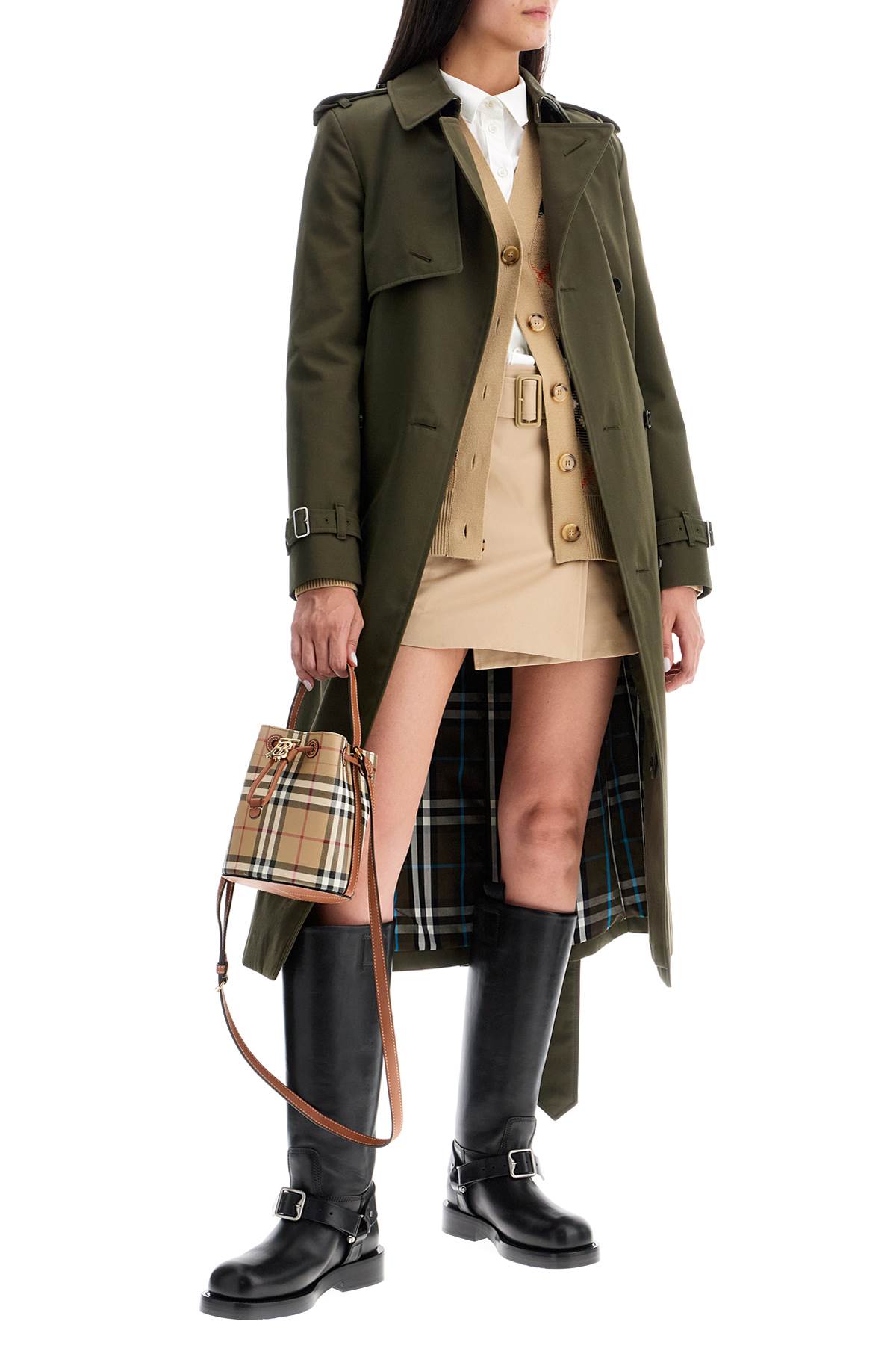 Shop Burberry Oversized Checkered In Beige