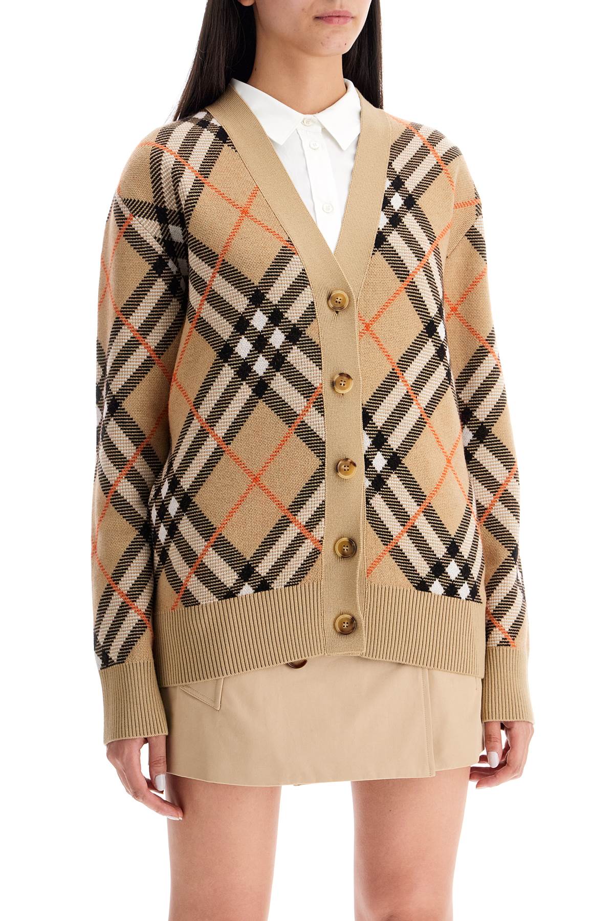 Shop Burberry Oversized Checkered In Beige