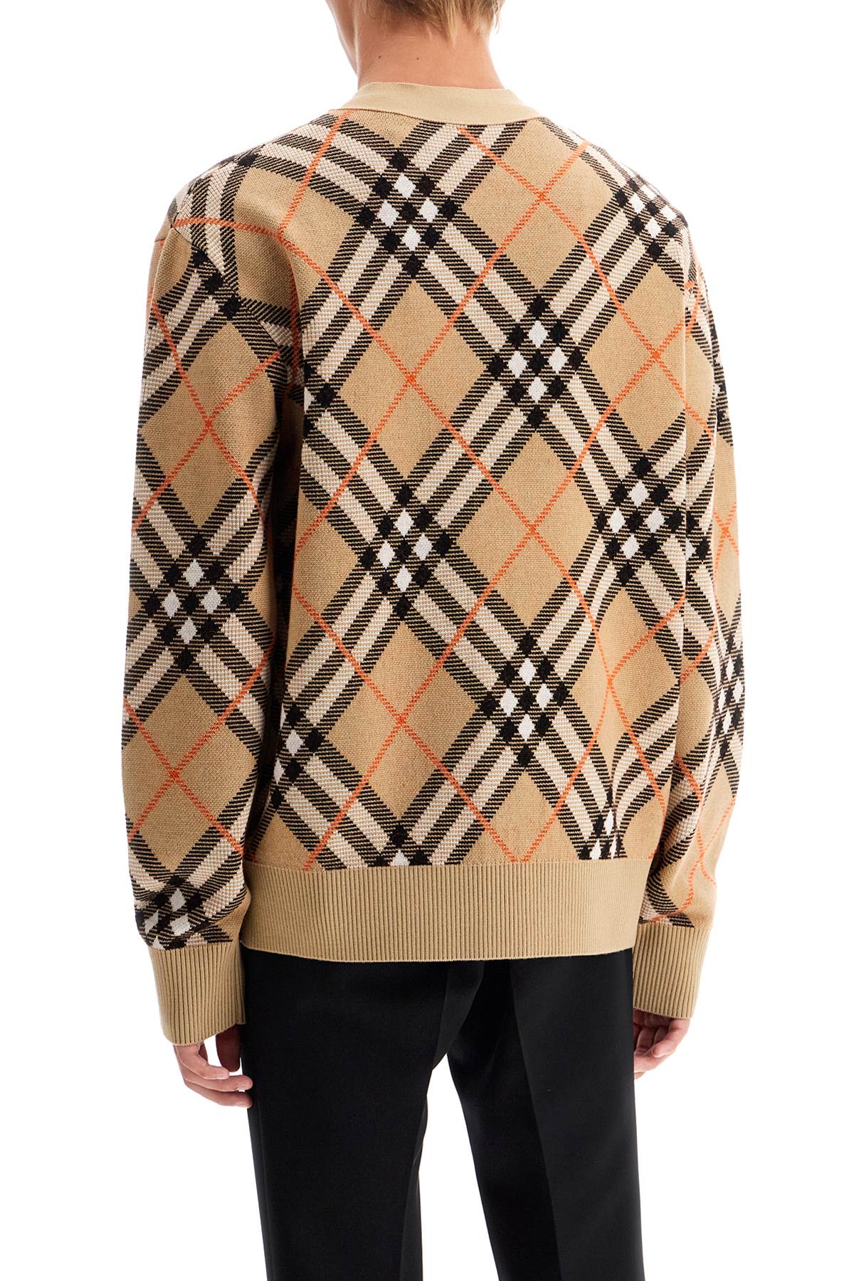 Shop Burberry Ered Wool And Mohair Cardigan Sweater In Beige