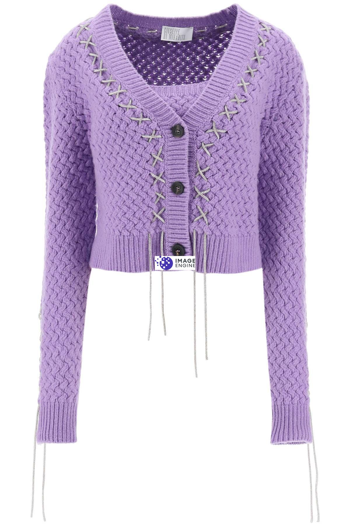 Shop Giuseppe Di Morabito Twin Set With Rhinestone-studded Tubular In Purple