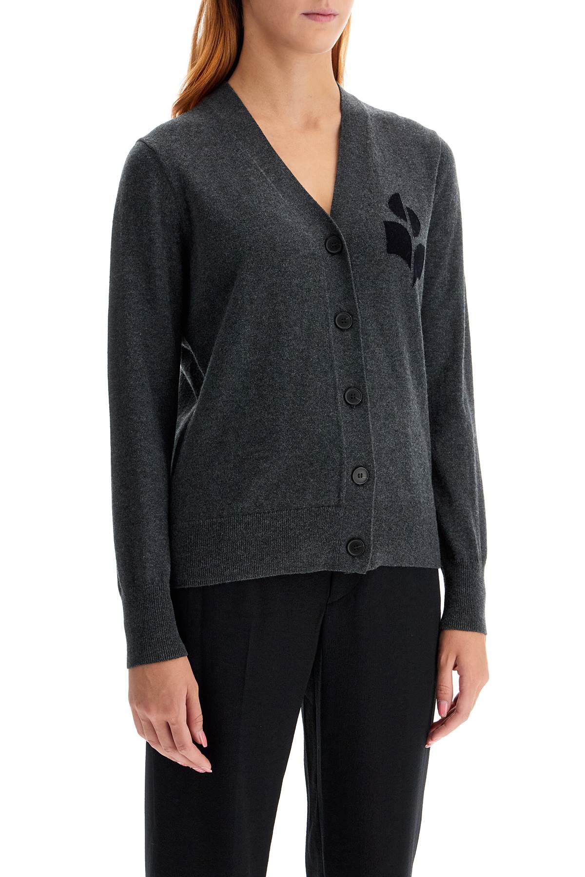 Shop Isabel Marant Étoile Karin Cardigan With Logo Intarsia In Grey