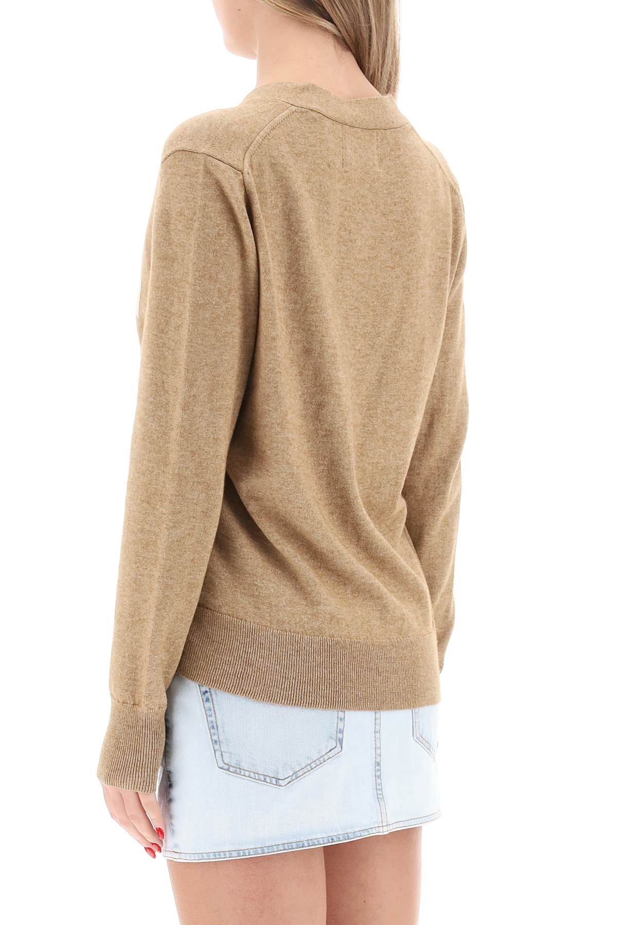 Shop Isabel Marant Étoile Karin Cardigan With Logo Intarsia In Beige