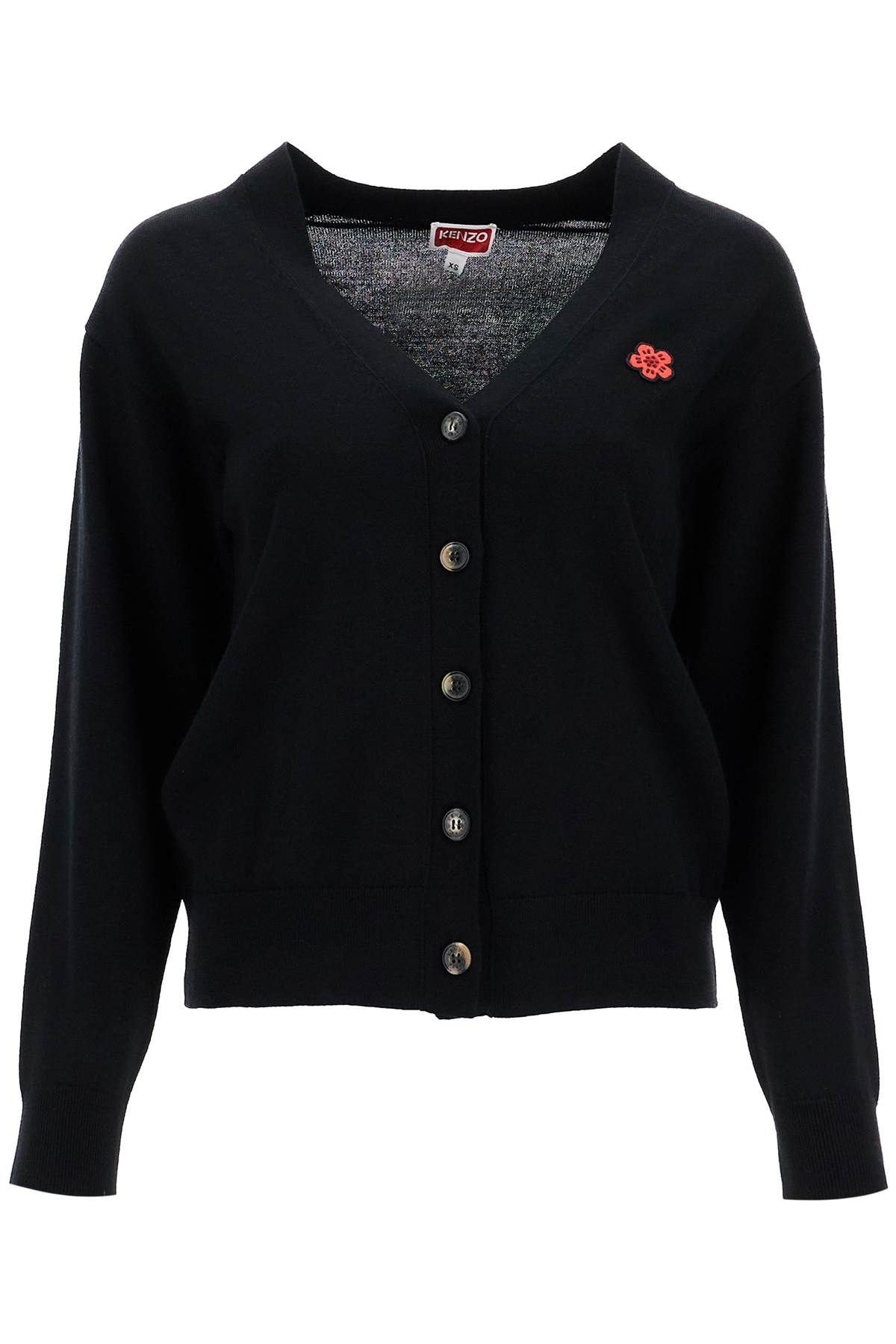 Shop Kenzo Lightweight Wool Cardigan In Black