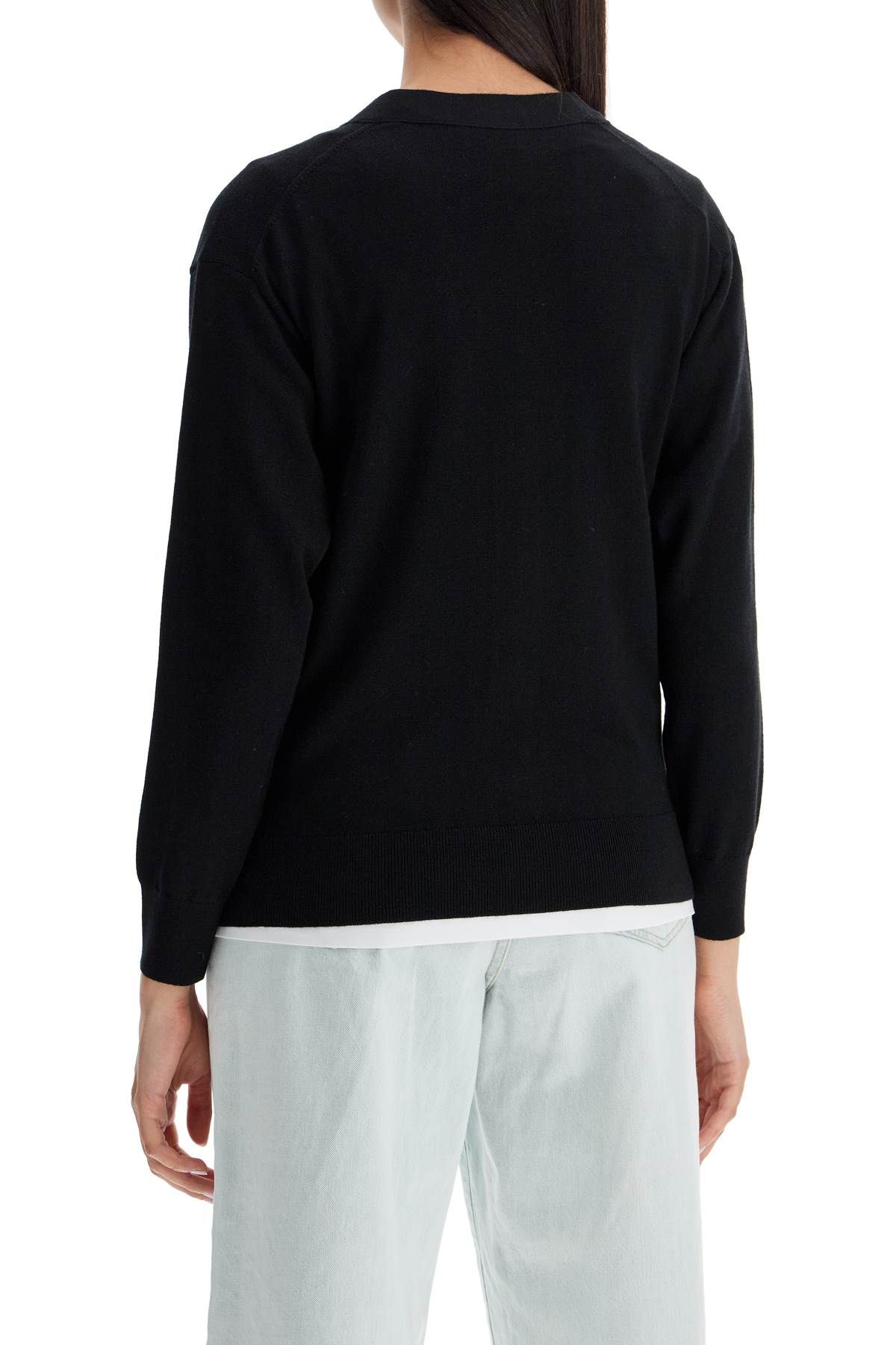 Shop Kenzo Lightweight Wool Cardigan In Black