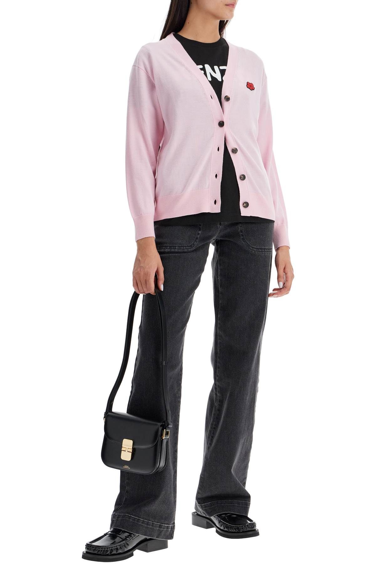 Shop Kenzo Lightweight Wool Cardigan In Pink