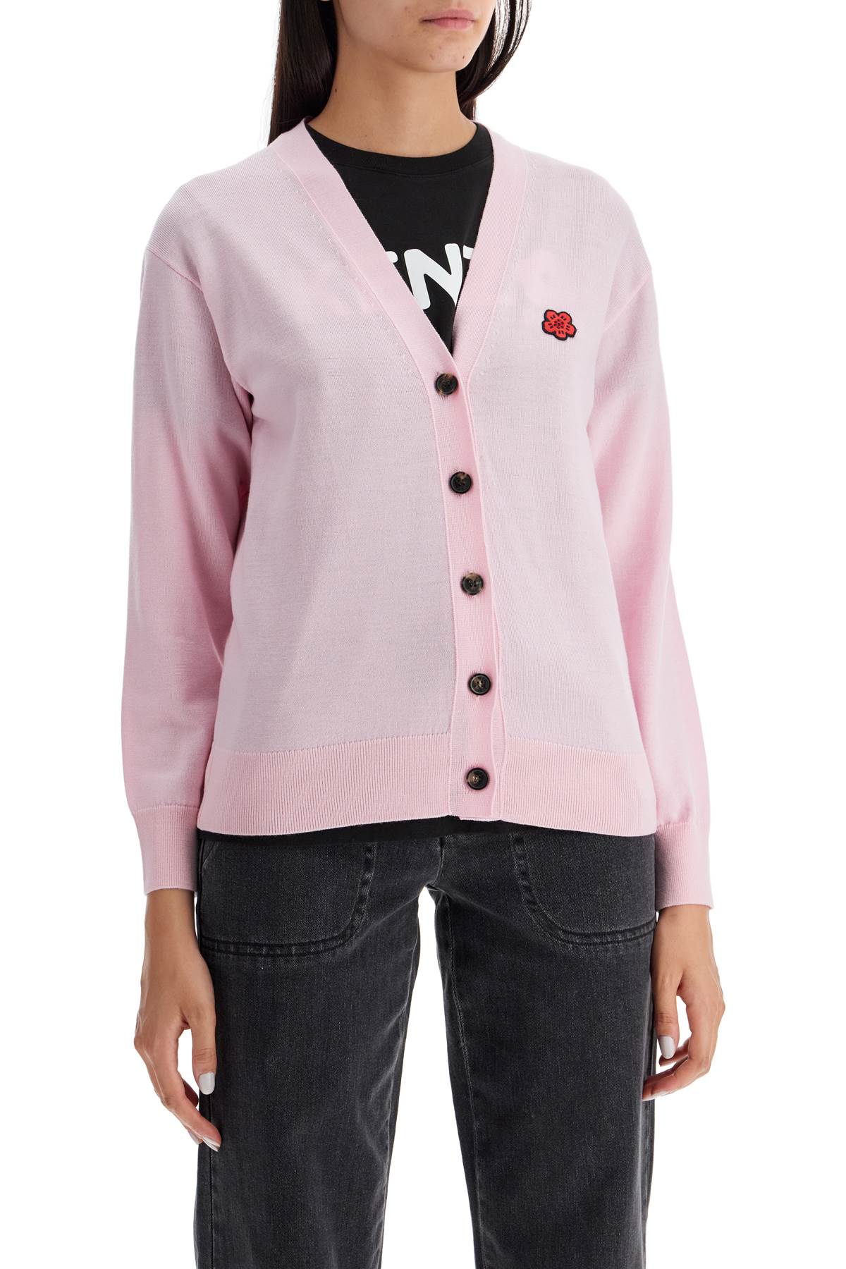 Shop Kenzo Lightweight Wool Cardigan In Pink