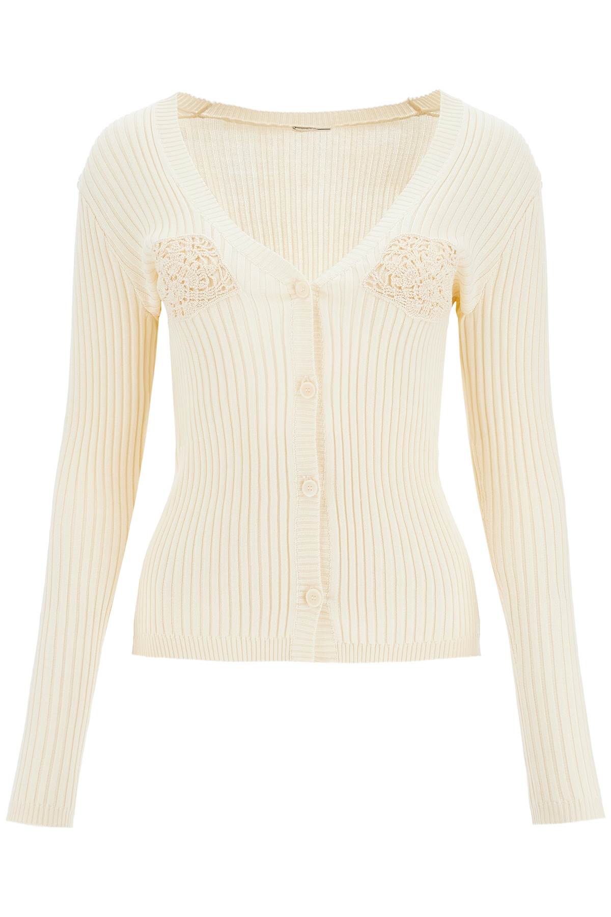 Shop Magda Butrym Crochet Insert Cardigan With Eight In Neutro