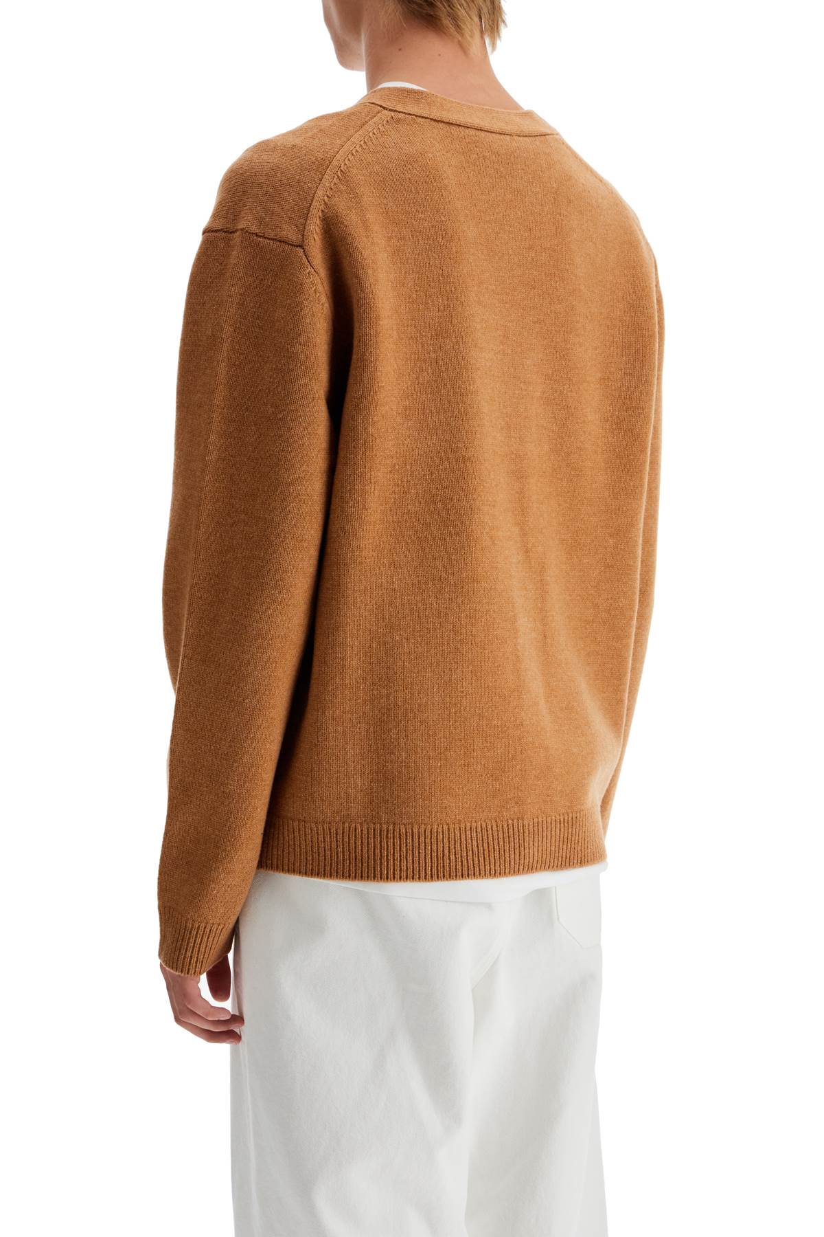 Shop Maison Kitsuné "fox Head Wool Cardigan With In Beige