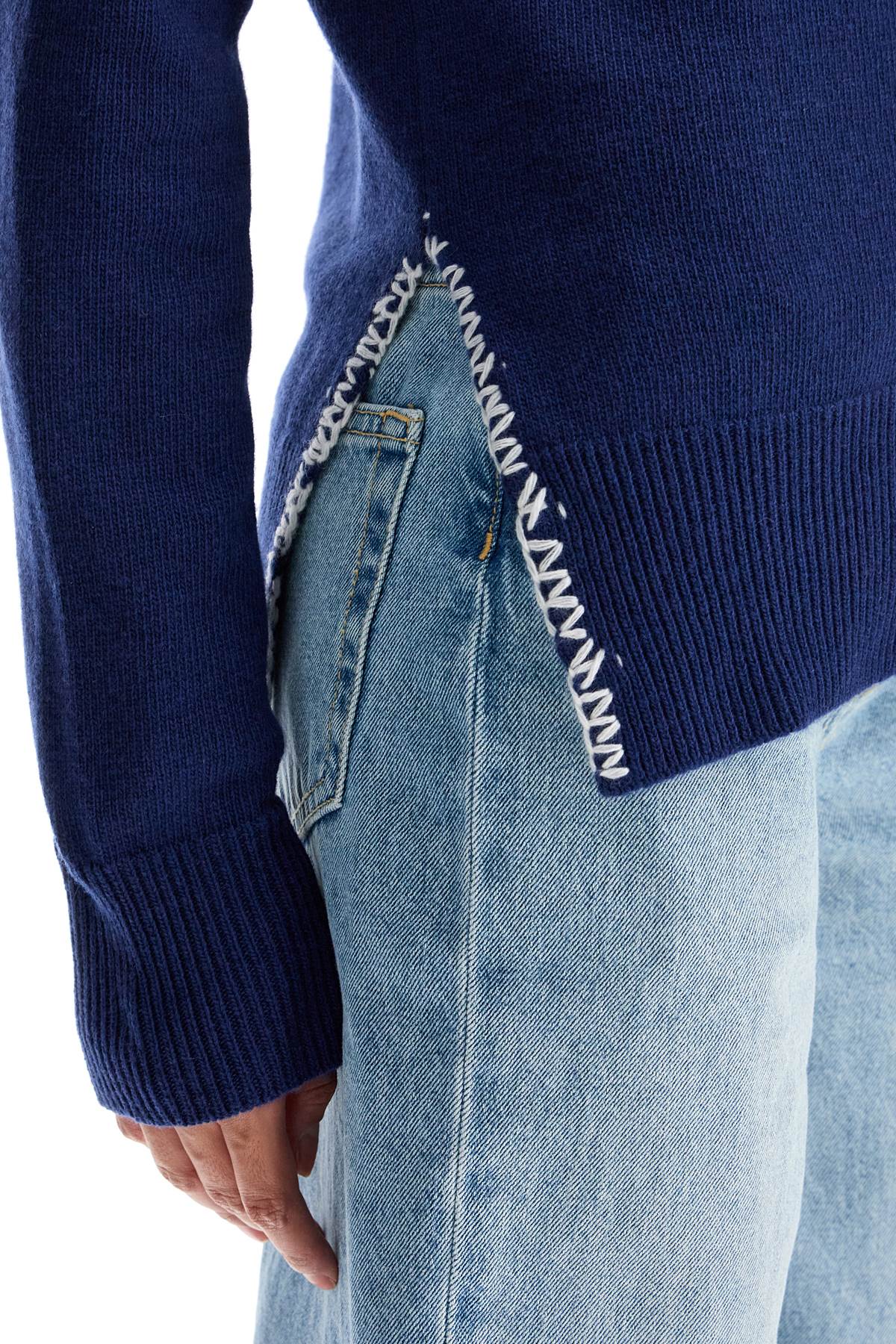 Shop Marni Cardigan With Stitching Details In Blue