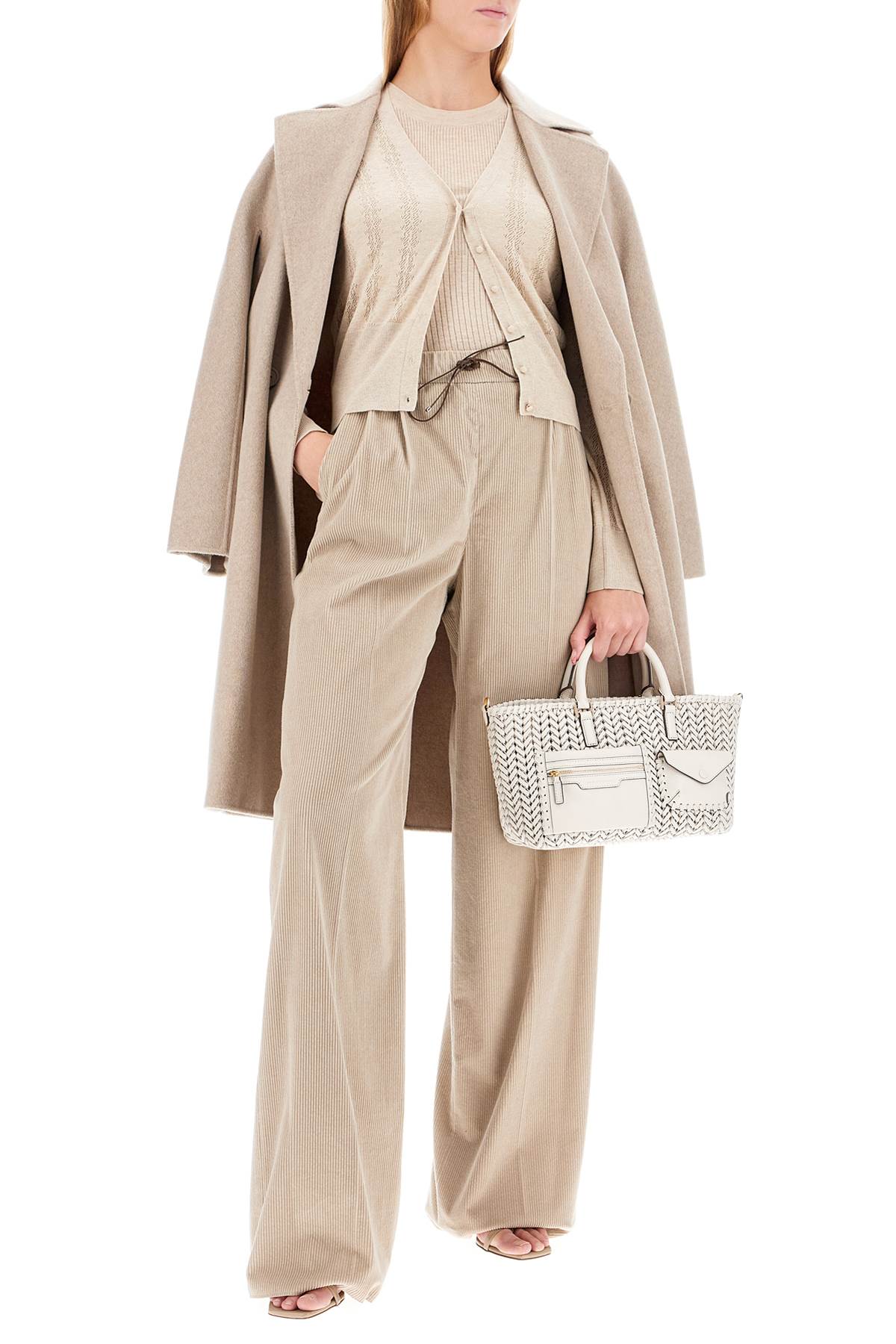 Shop Max Mara Silk And Wool Blend Cardigan With In Beige