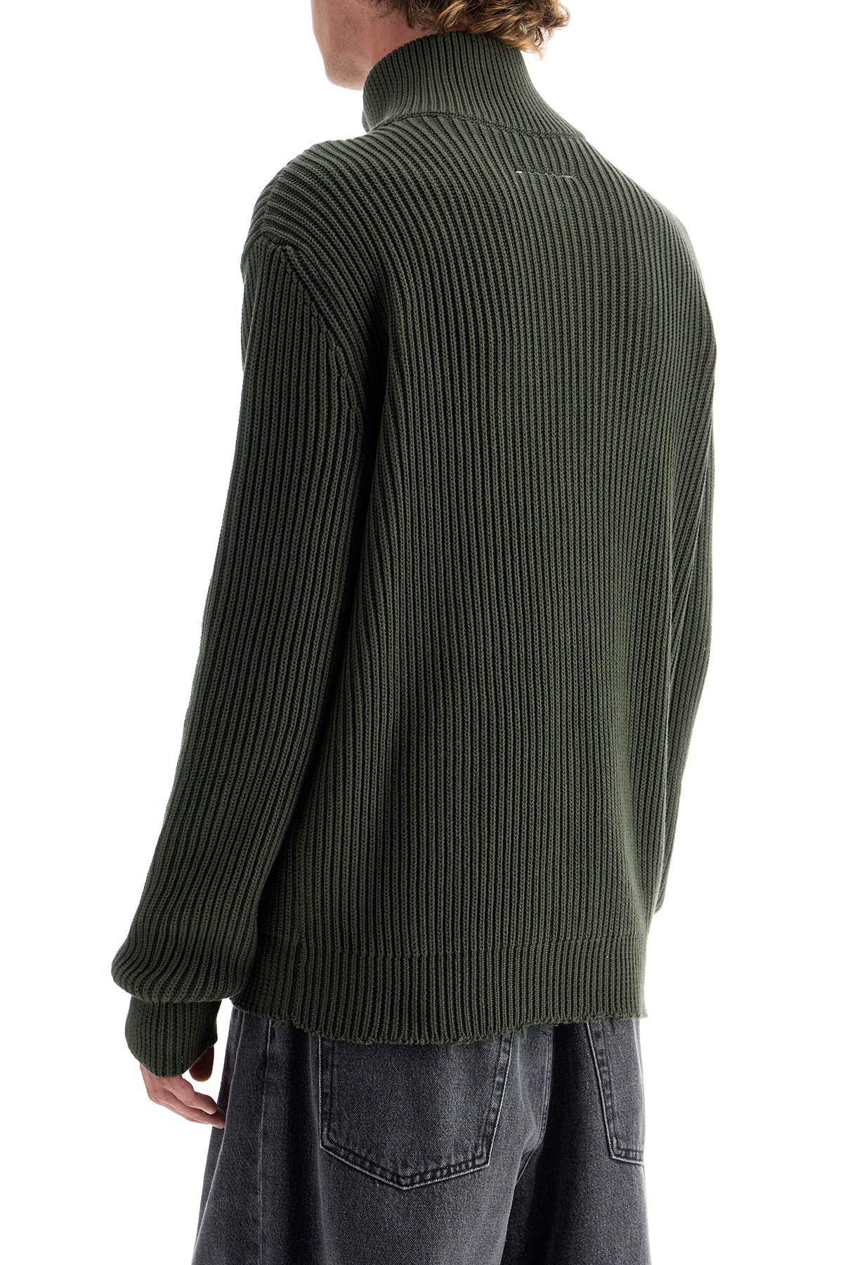 Shop Mm6 Maison Margiela Cotton Cardigan With Zipper In Khaki