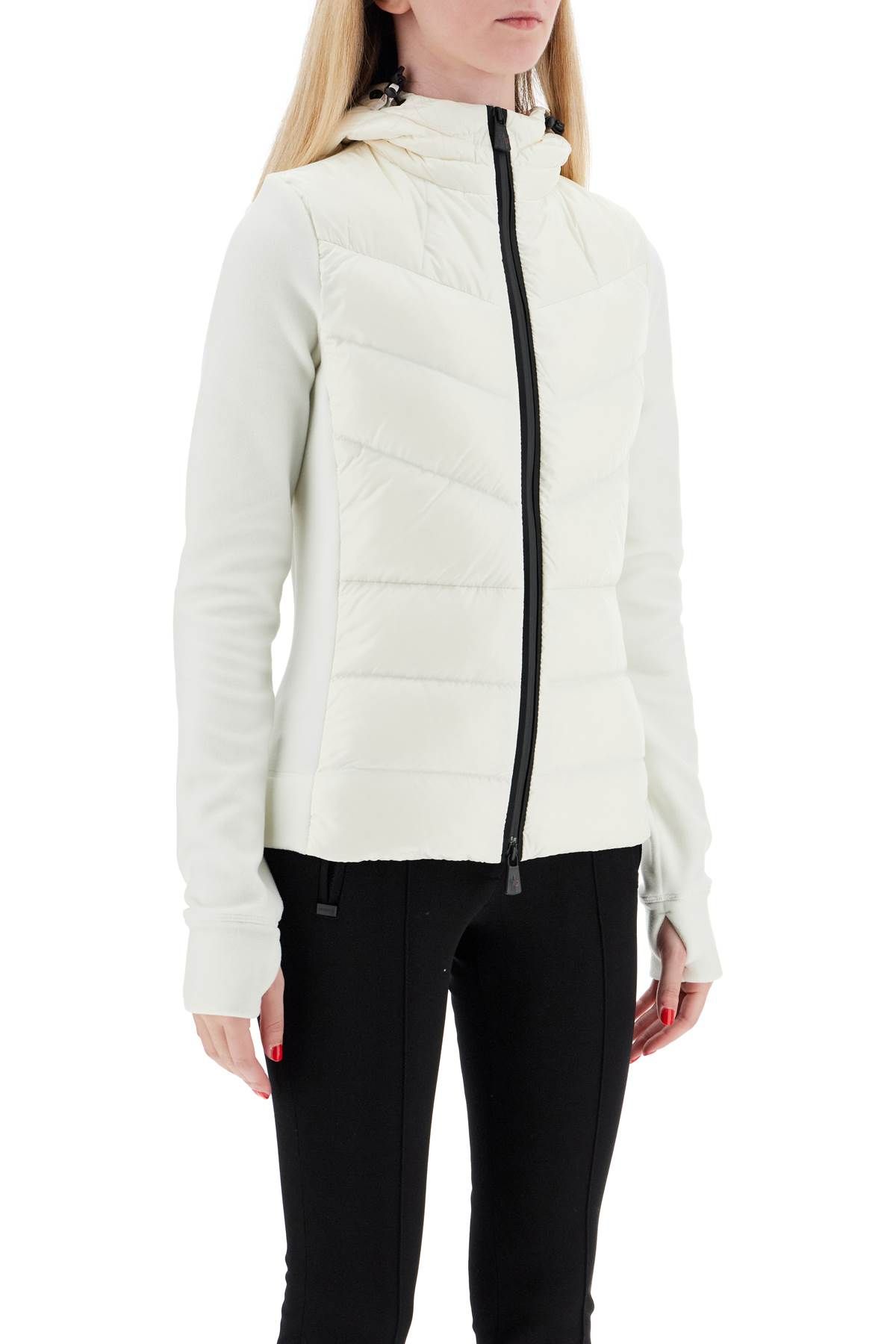 Shop Moncler Padded Nylon And Fleece Hoodie In White