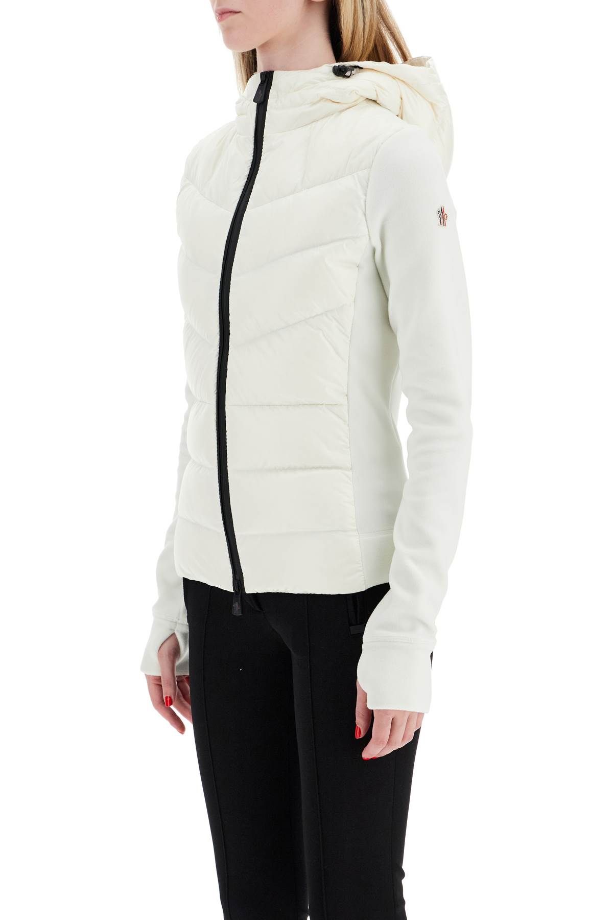 Shop Moncler Padded Nylon And Fleece Hoodie In White