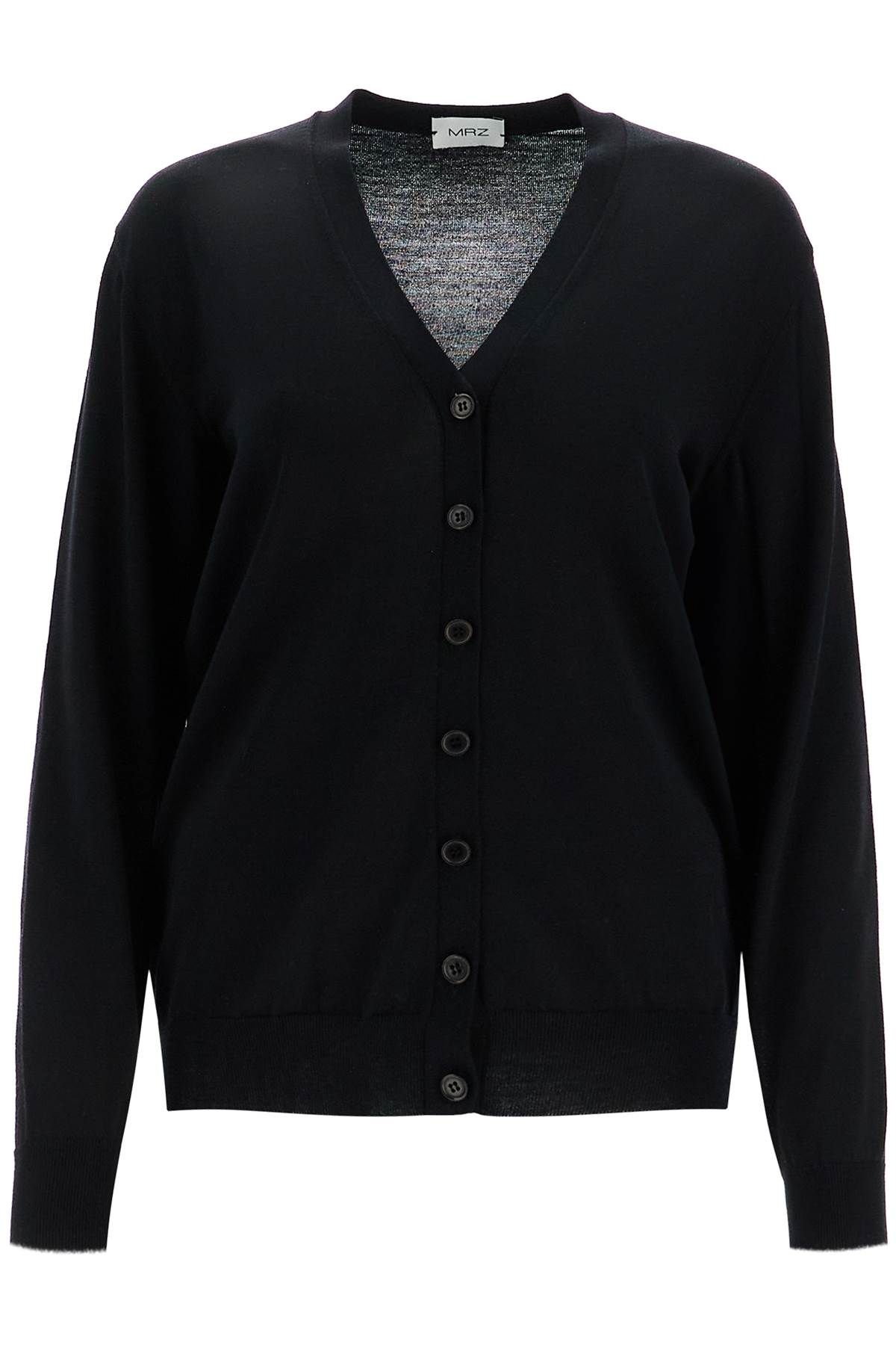 Shop Mrz Lightweight Wool Cardigan In Black