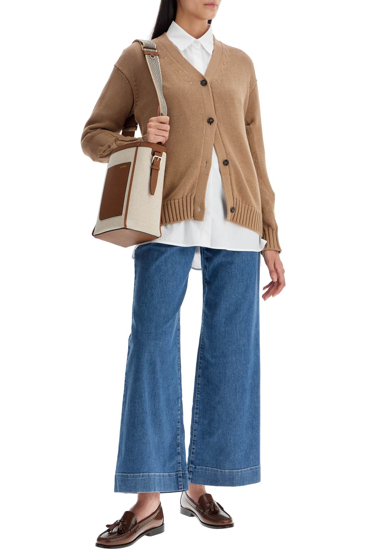 Shop 's Max Mara Cotton Knit Cardigan Sweater In Beige