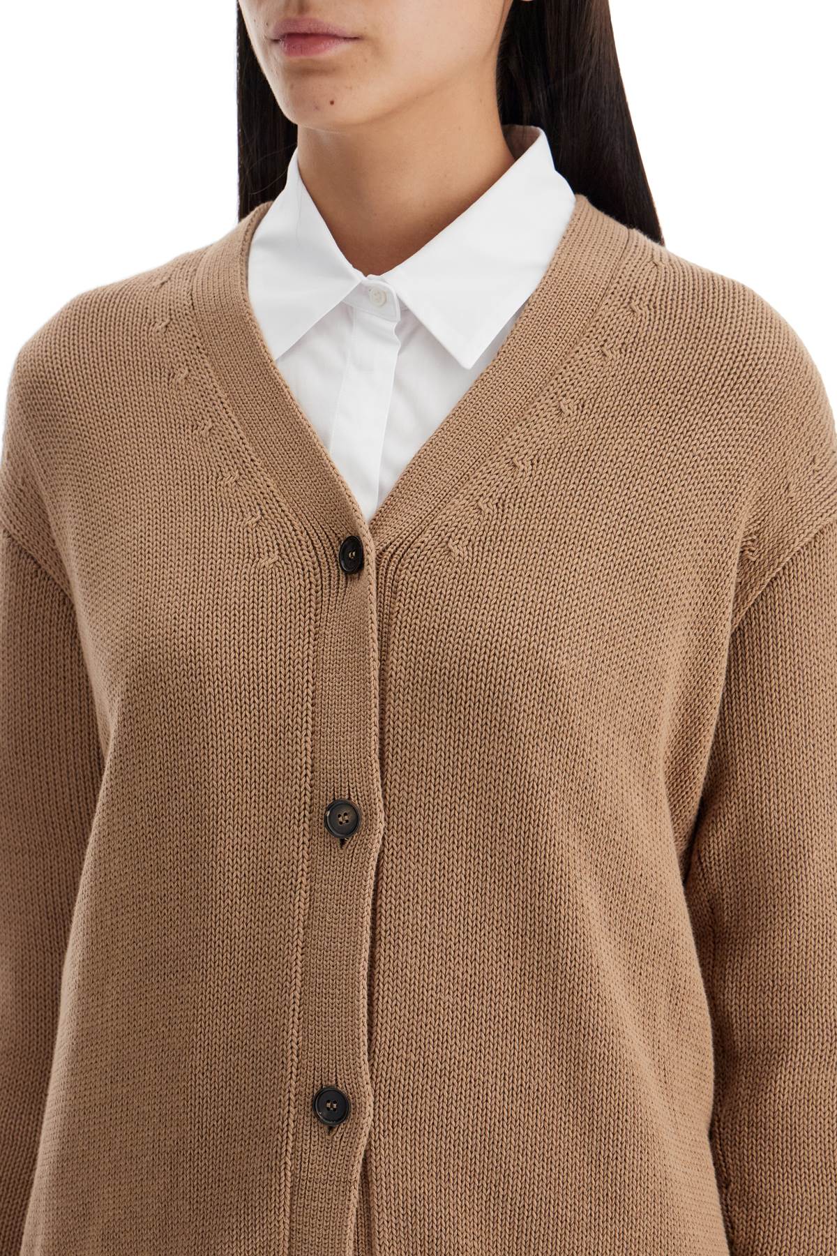 Shop 's Max Mara Cotton Knit Cardigan Sweater In Beige