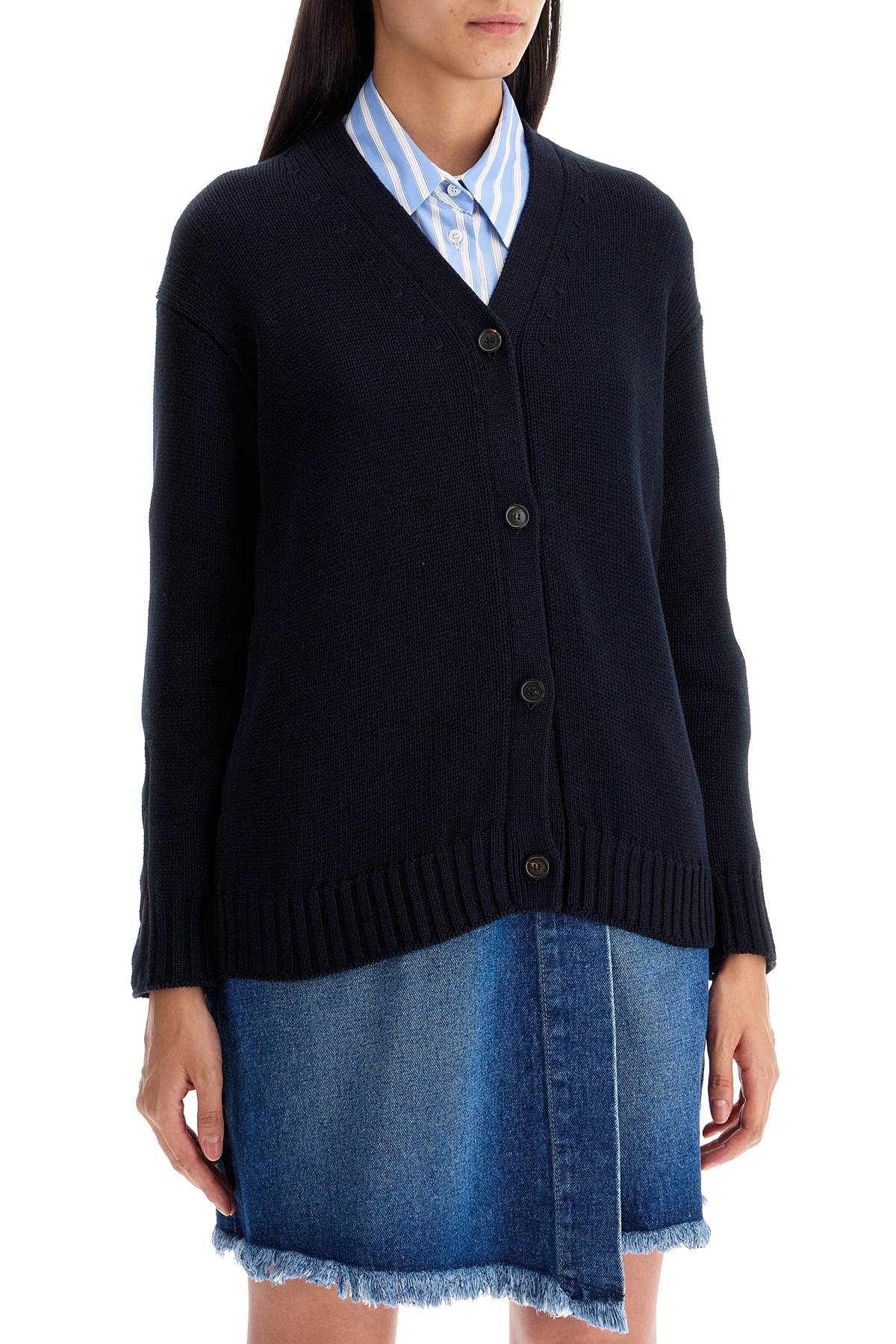 Shop 's Max Mara Cotton Knit Cardigan Sweater In Blue