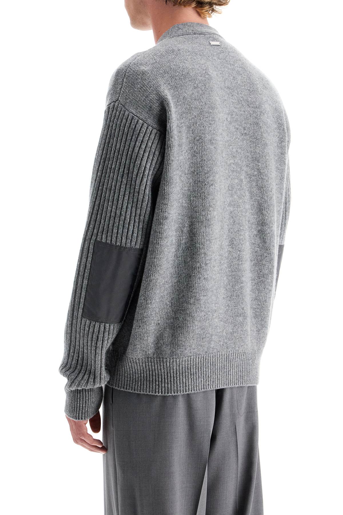 Shop Ferragamo Wool Cardigan With Patches In Grey