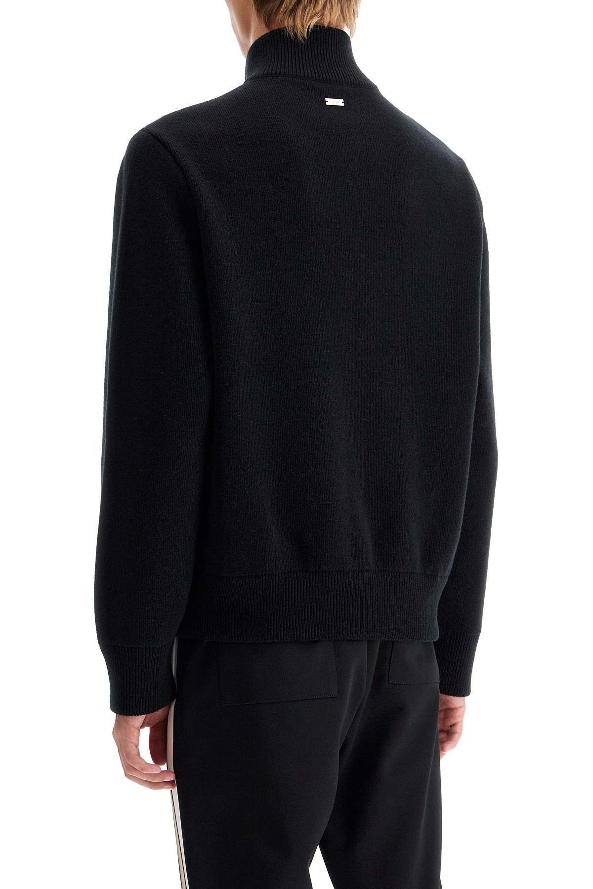 Shop Ferragamo Wool And Leather Cardigan In Black