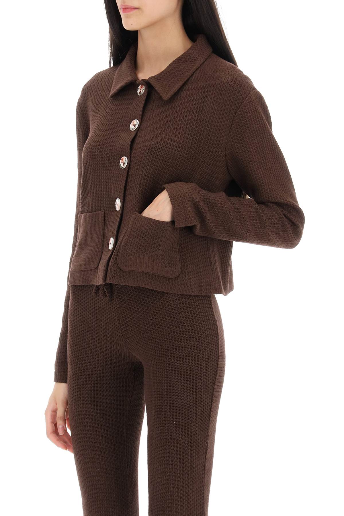 Shop Siedres 'yuna' Cropped Cardigan In Brown