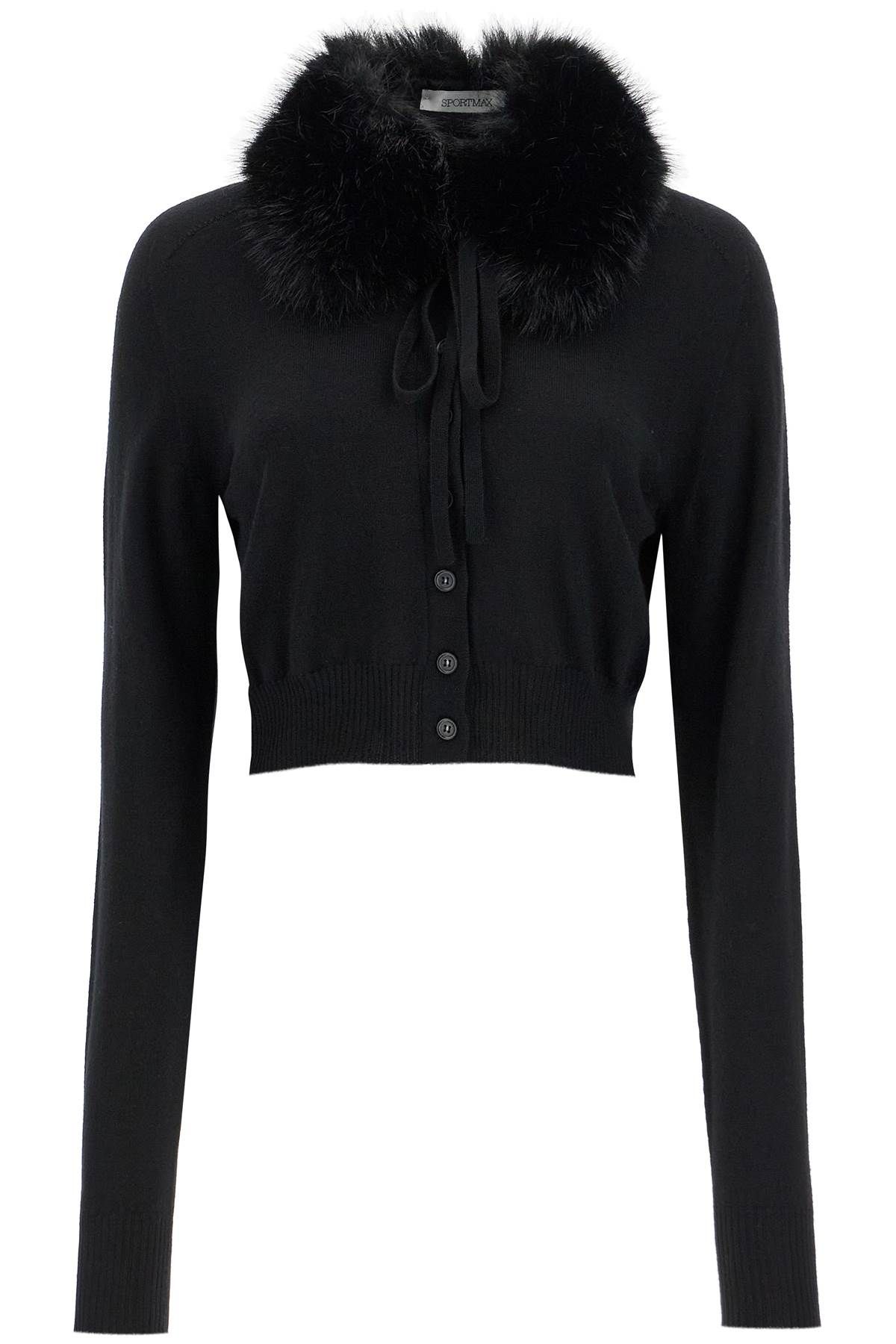 Shop Sportmax Detachable Collar Cardigan In Black