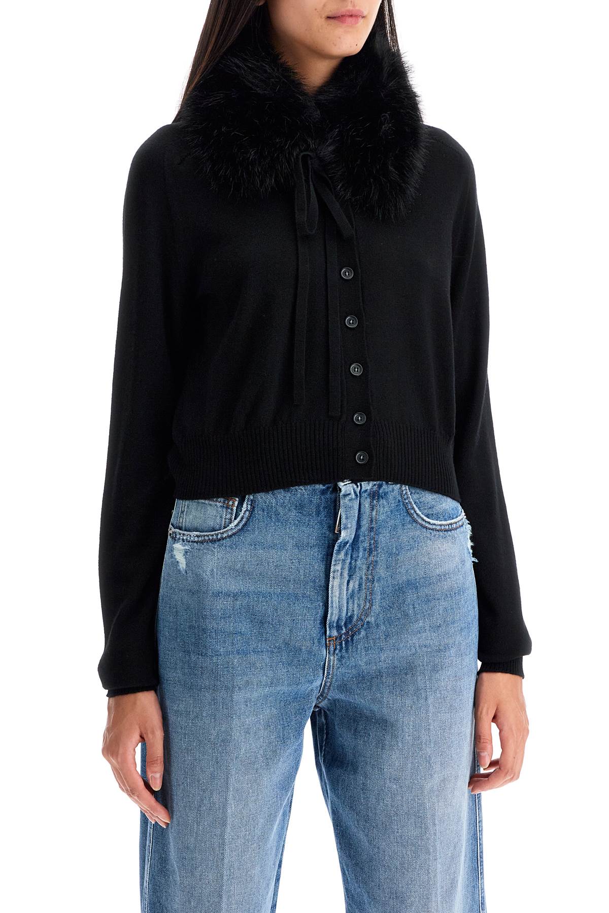 Shop Sportmax Detachable Collar Cardigan In Black