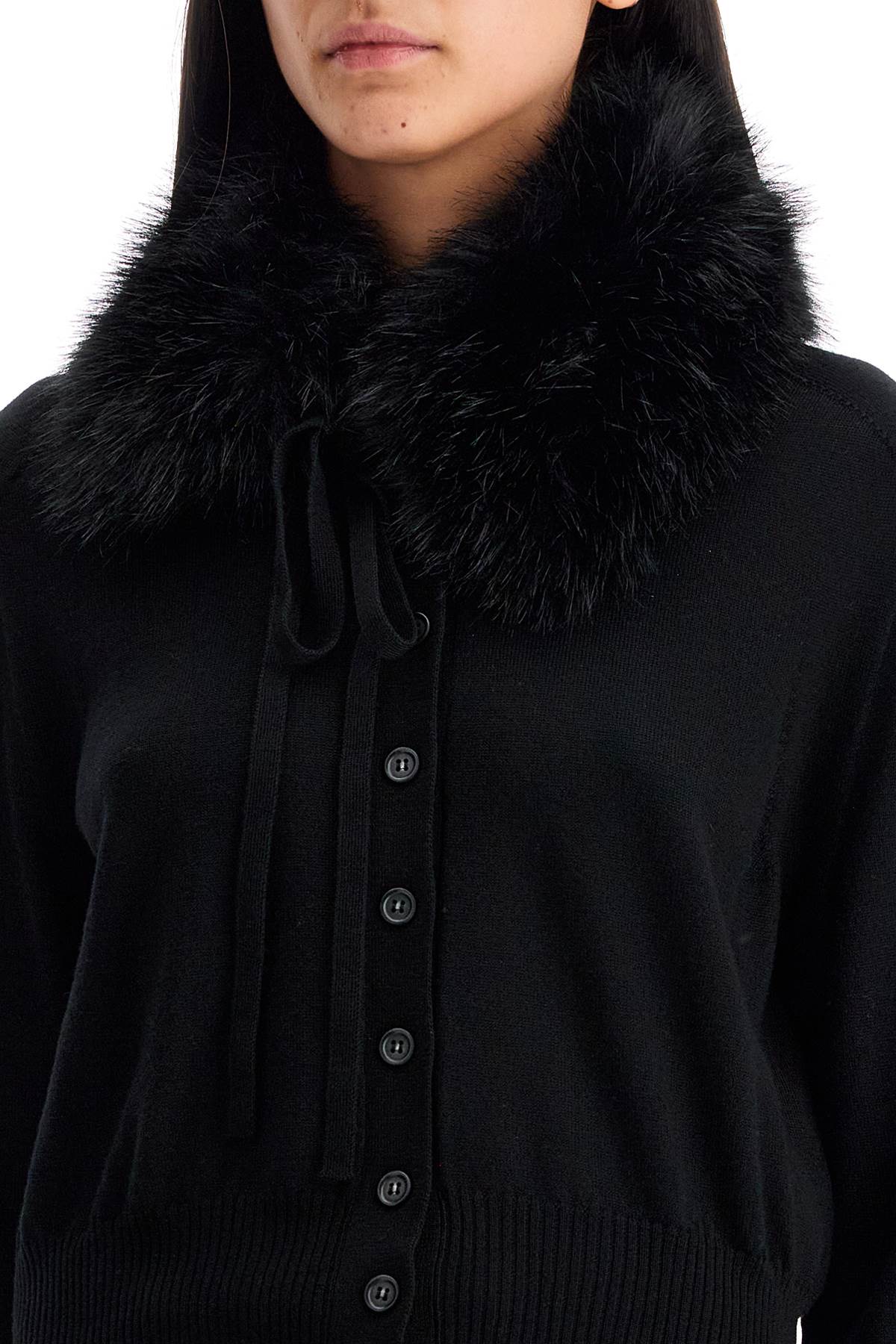 Shop Sportmax Detachable Collar Cardigan In Black