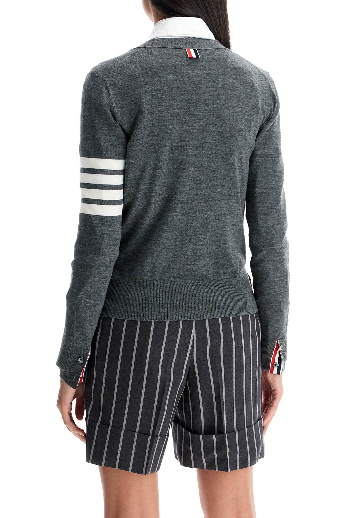 Shop Thom Browne 4-bar Wool Melange Cardigan In Grey