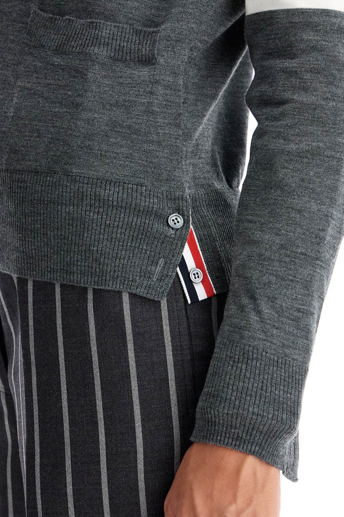 Shop Thom Browne 4-bar Wool Melange Cardigan In Grey