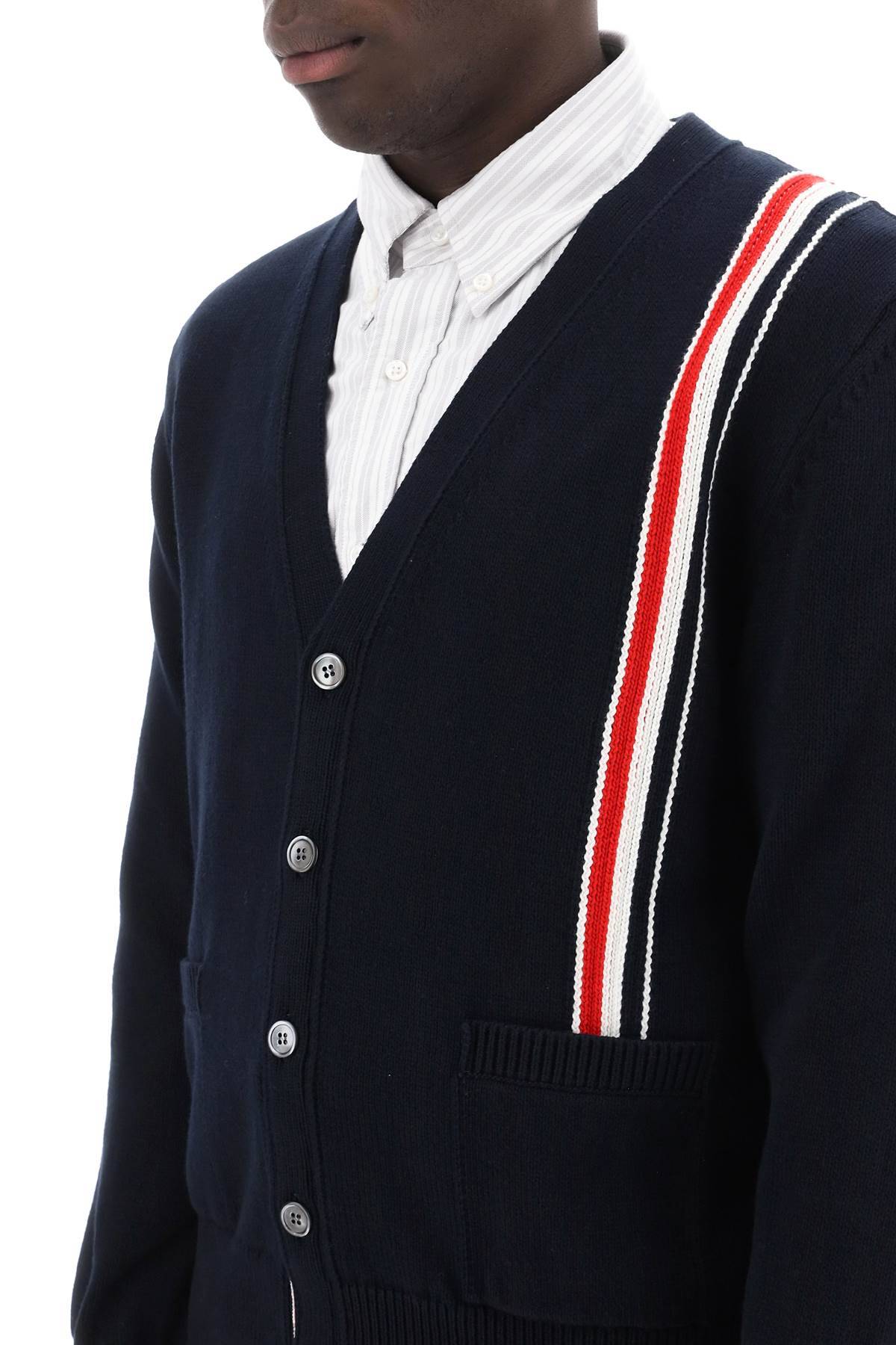 Shop Thom Browne Cotton Cardigan With Red, White In Blue