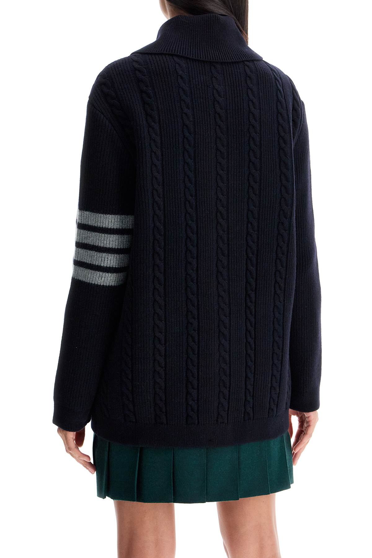 Shop Thom Browne '4-bar Heavy Knit Cardigan In Blue