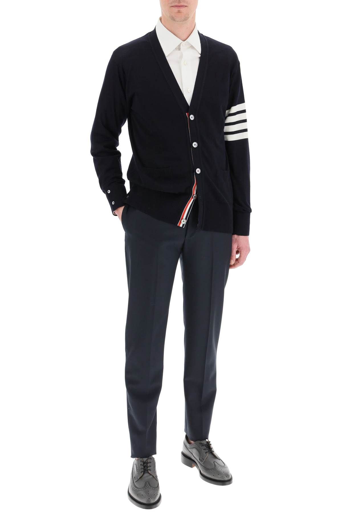 Shop Thom Browne 4-bar Cardigan In Blue