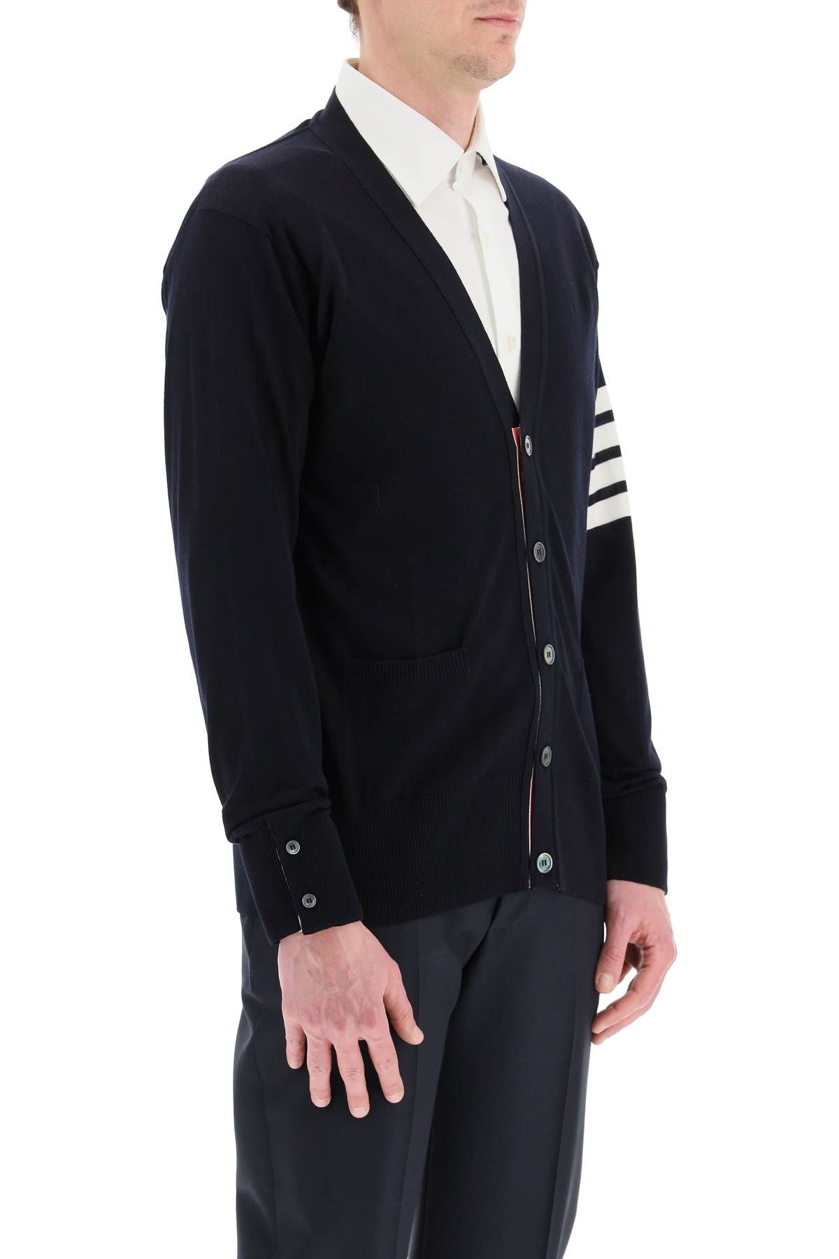 Shop Thom Browne 4-bar Cardigan In Blue