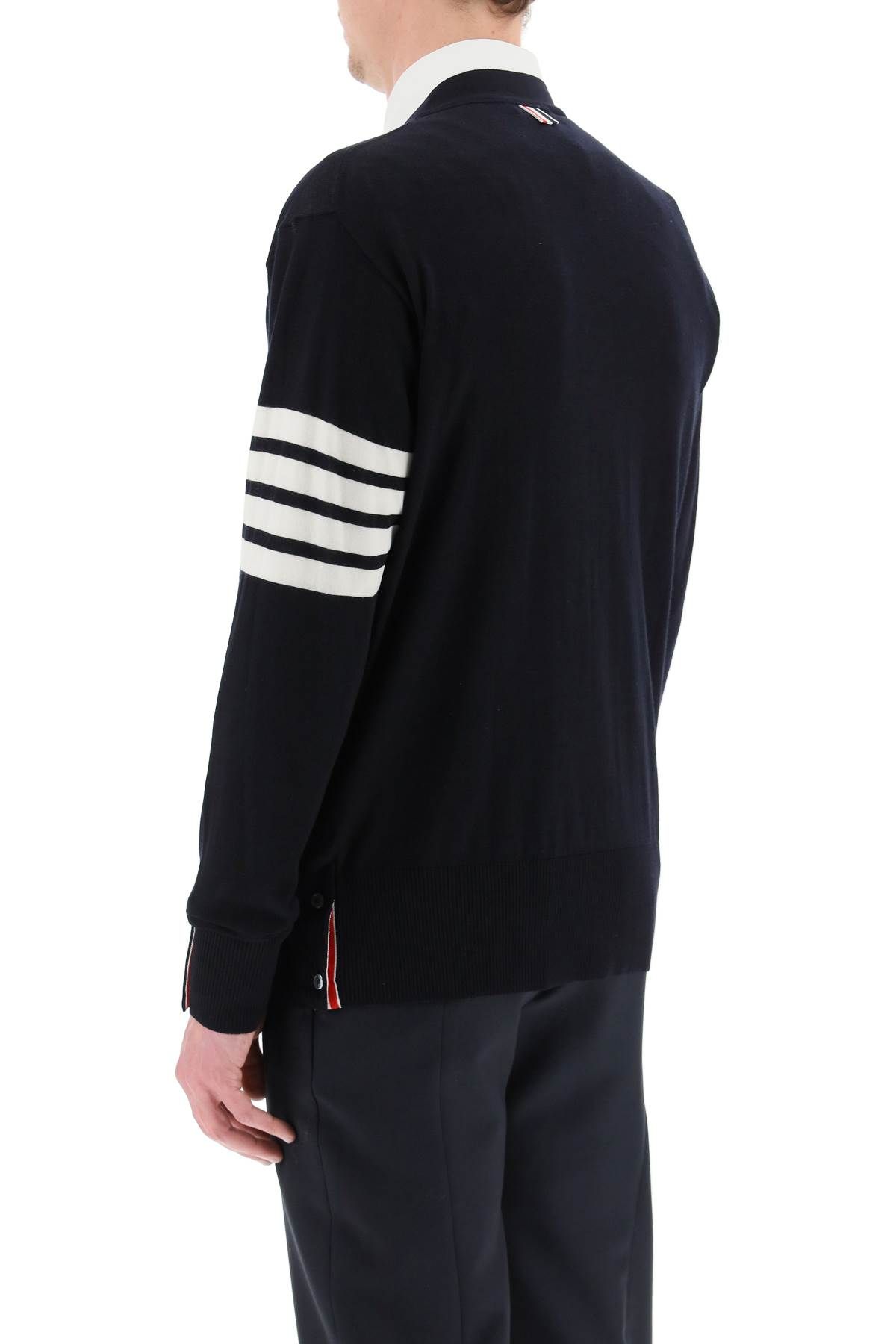 Shop Thom Browne 4-bar Cardigan In Blue