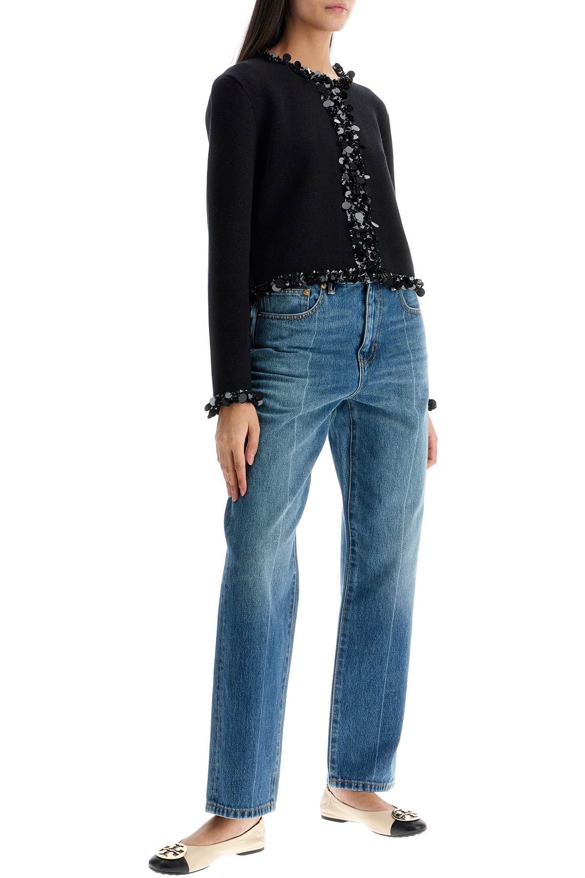 Shop Tory Burch Beaded Cardigan In Black