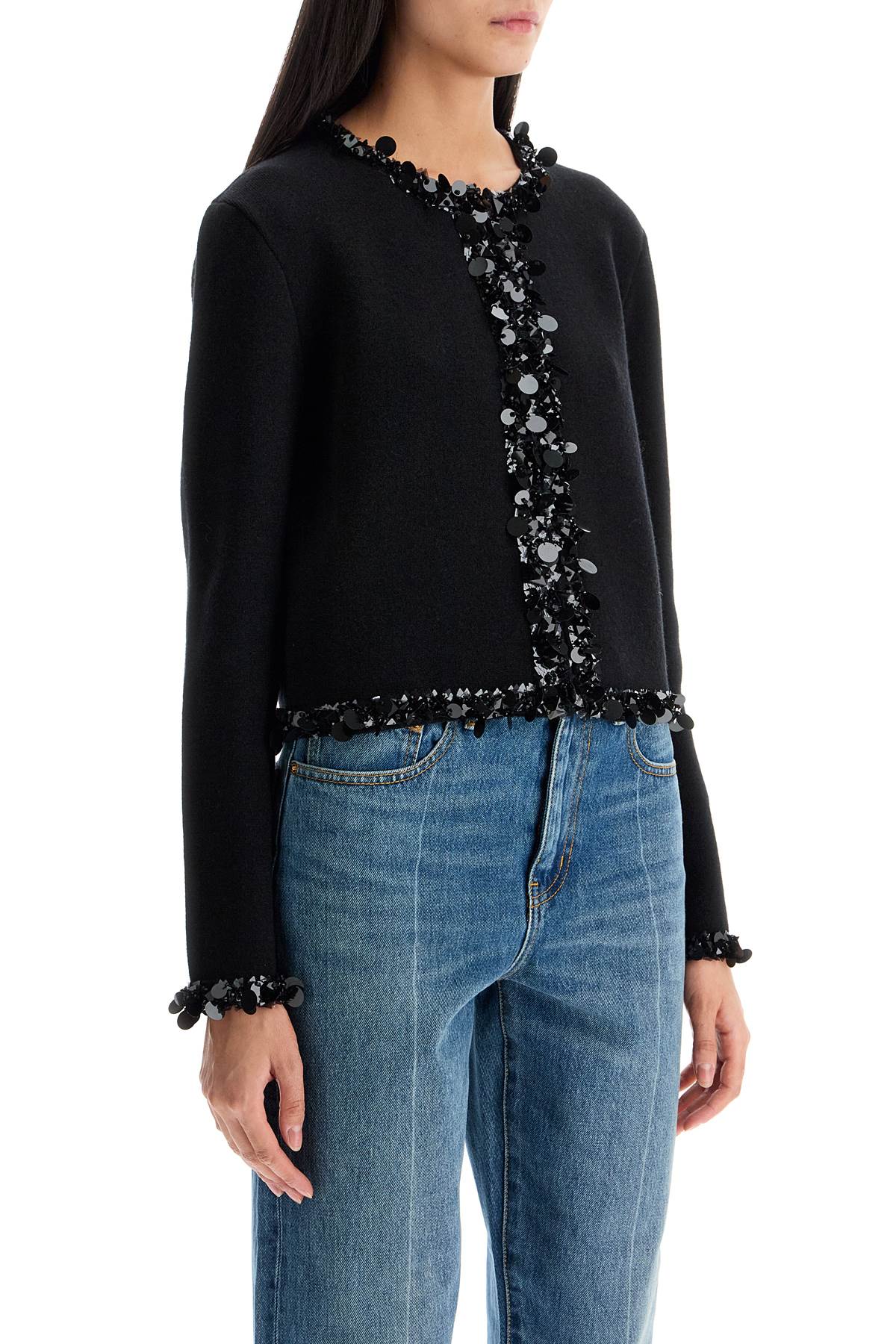 Shop Tory Burch Beaded Cardigan In Black