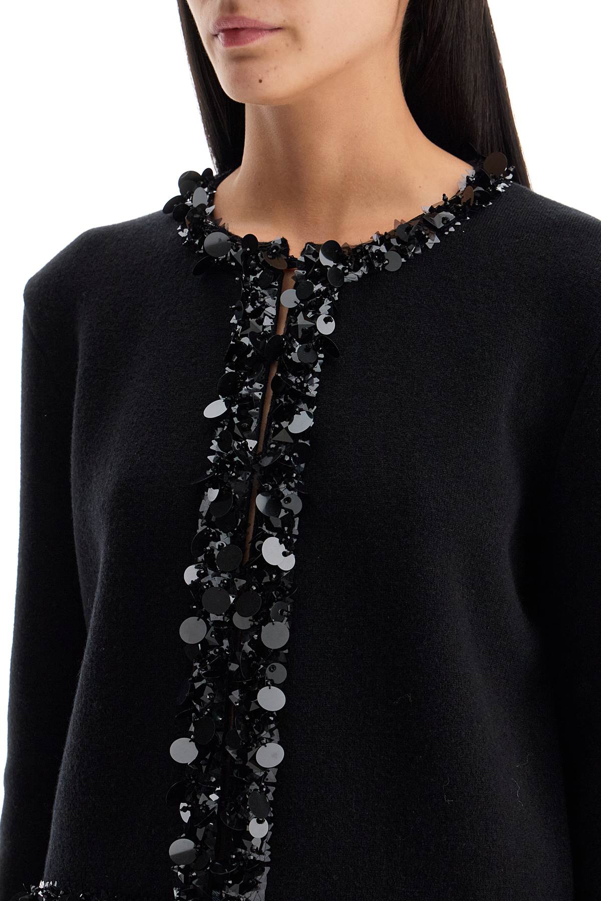 Shop Tory Burch Beaded Cardigan In Black