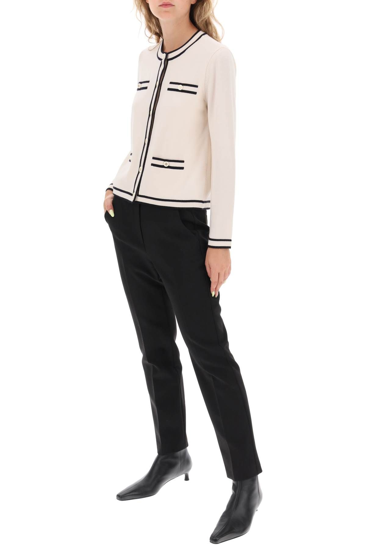 Shop Tory Burch Kendra Merino Wool Cardigan In White