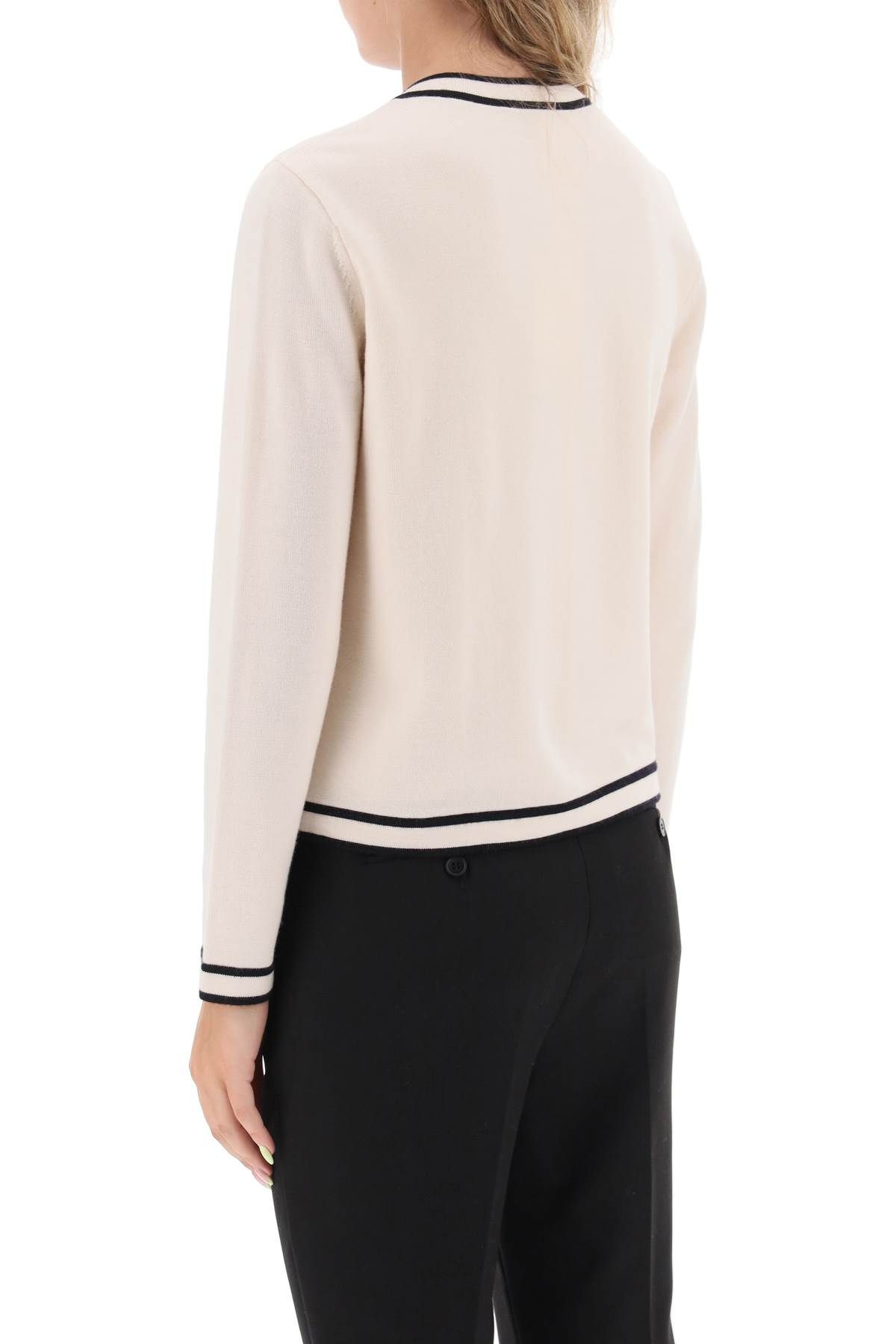 Shop Tory Burch Kendra Merino Wool Cardigan In White