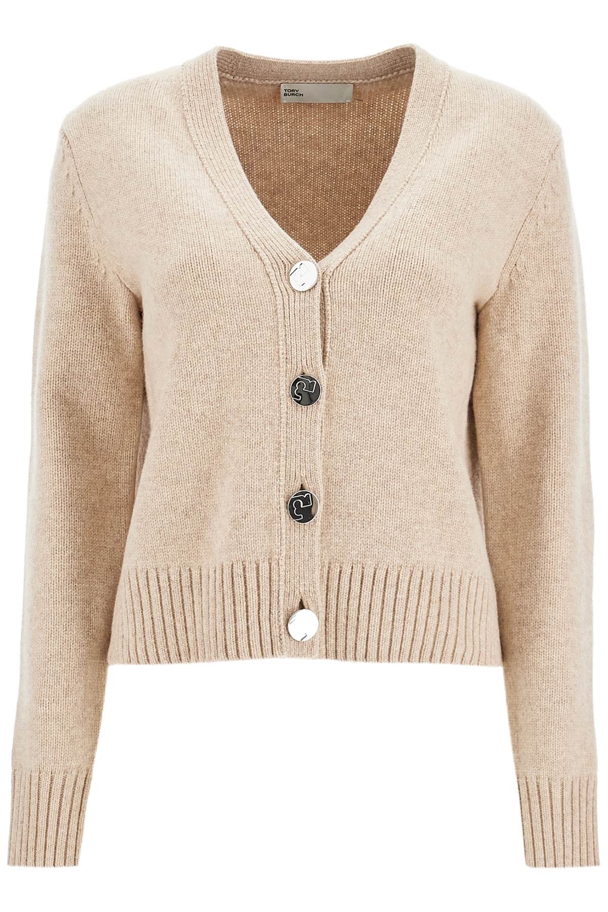 Shop Tory Burch Short Wool Cardigan For Women In Beige