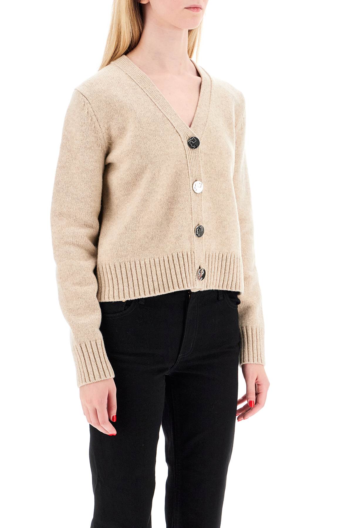 Shop Tory Burch Short Wool Cardigan For Women In Beige