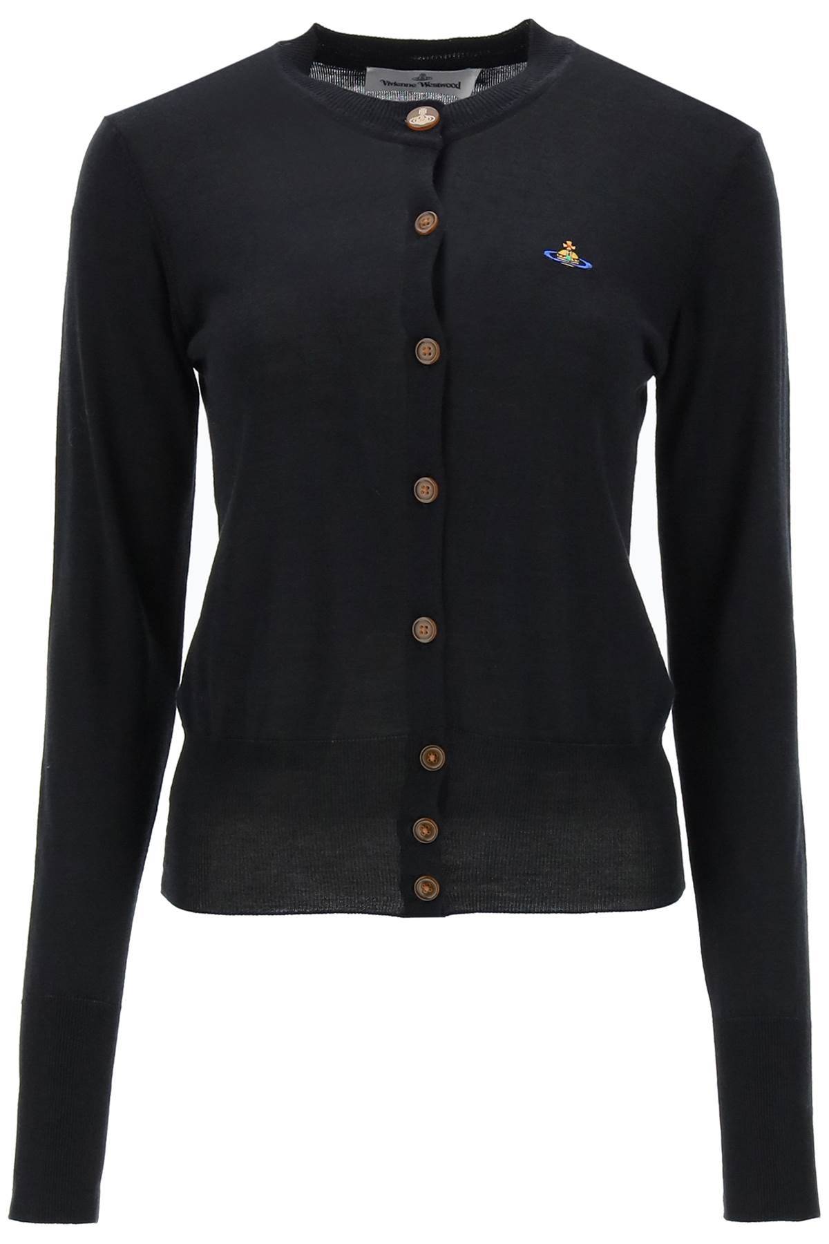 Shop Vivienne Westwood Bea Cardigan With Embroidered Logo In Black