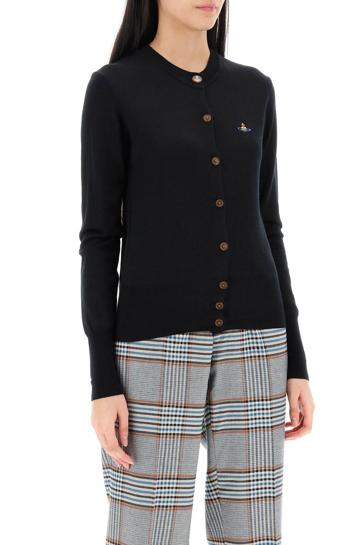Shop Vivienne Westwood Bea Cardigan With Embroidered Logo In Black