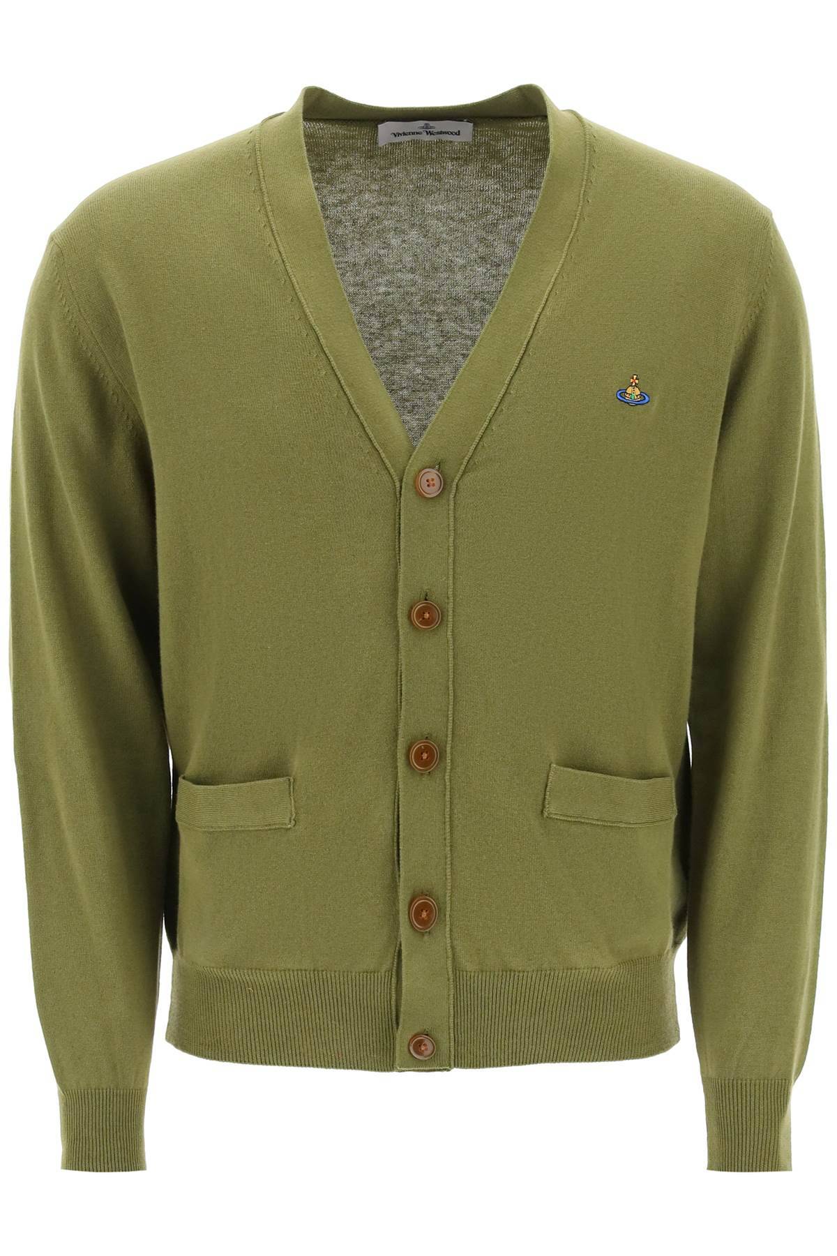 Shop Vivienne Westwood Cardigan With Orb Embroidery In Green