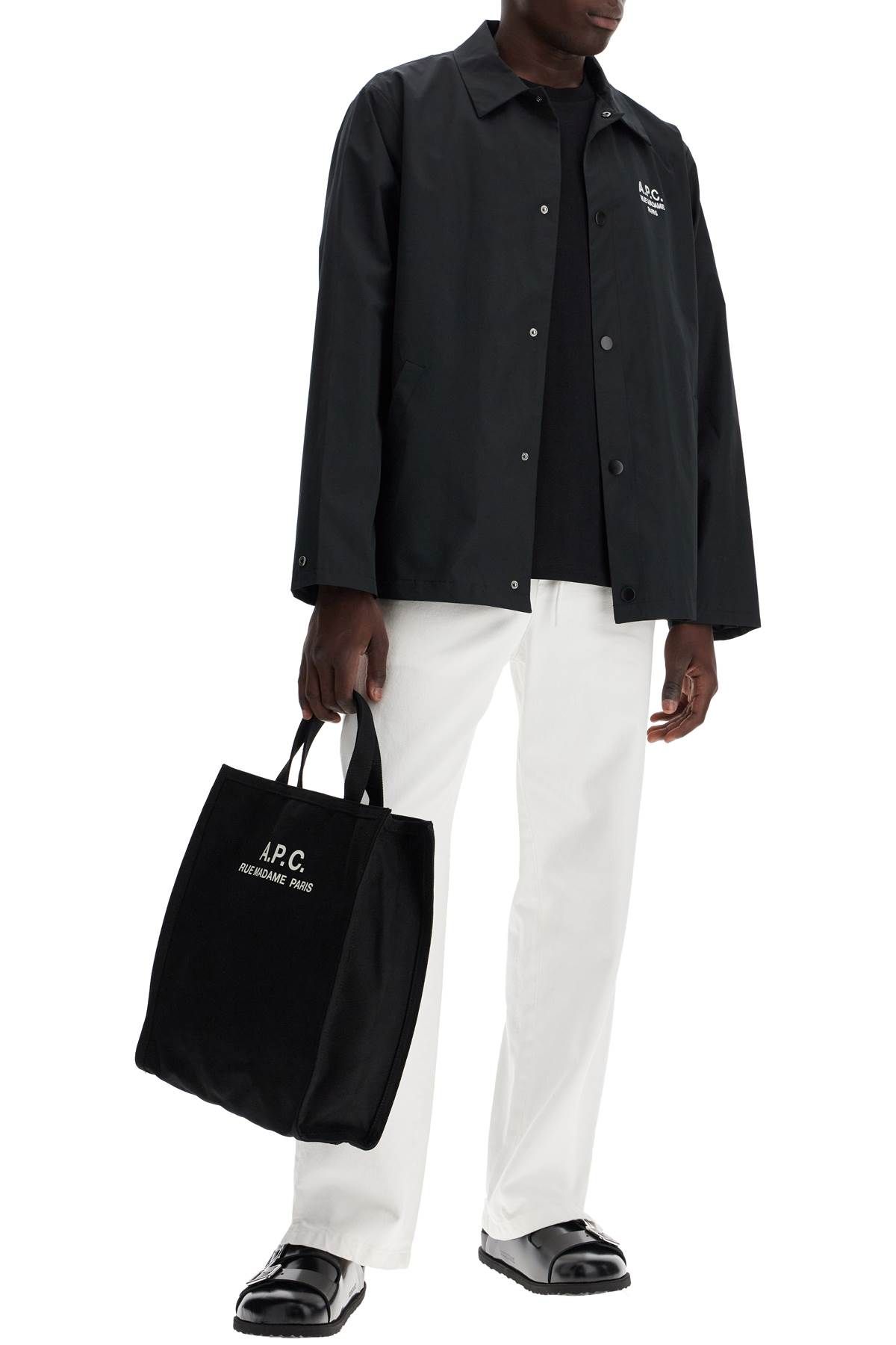 Shop Apc 'regis Cotton Blend Oversh In Black