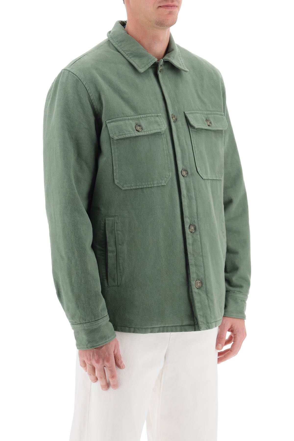 Shop Apc Alessio Padded Overshirt In Green