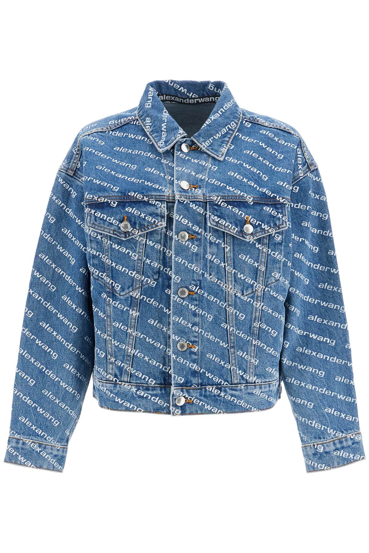 Shop Alexander Wang Denim Logoed Jacket In Blue