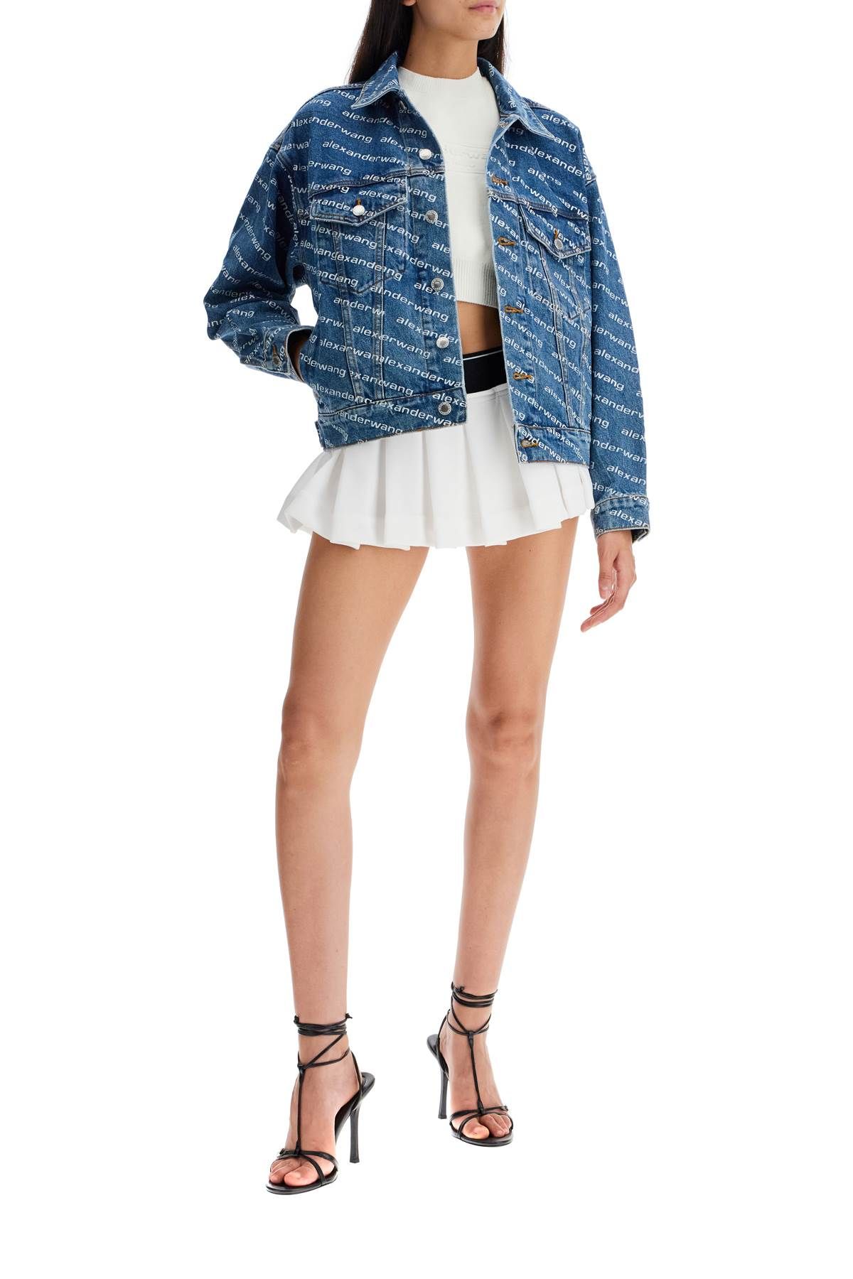 Shop Alexander Wang Denim Logoed Jacket In Blue