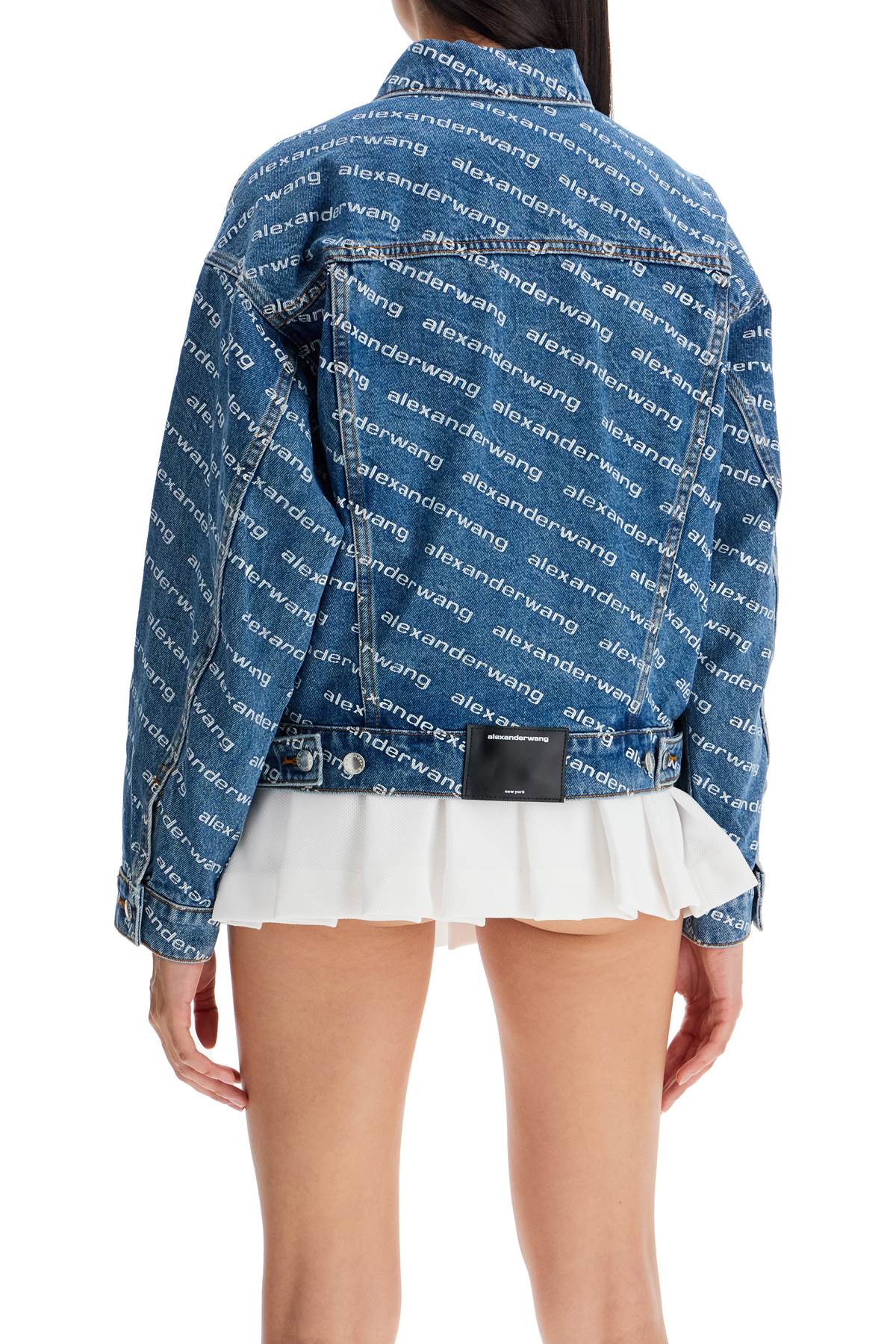 Shop Alexander Wang Denim Logoed Jacket In Blue